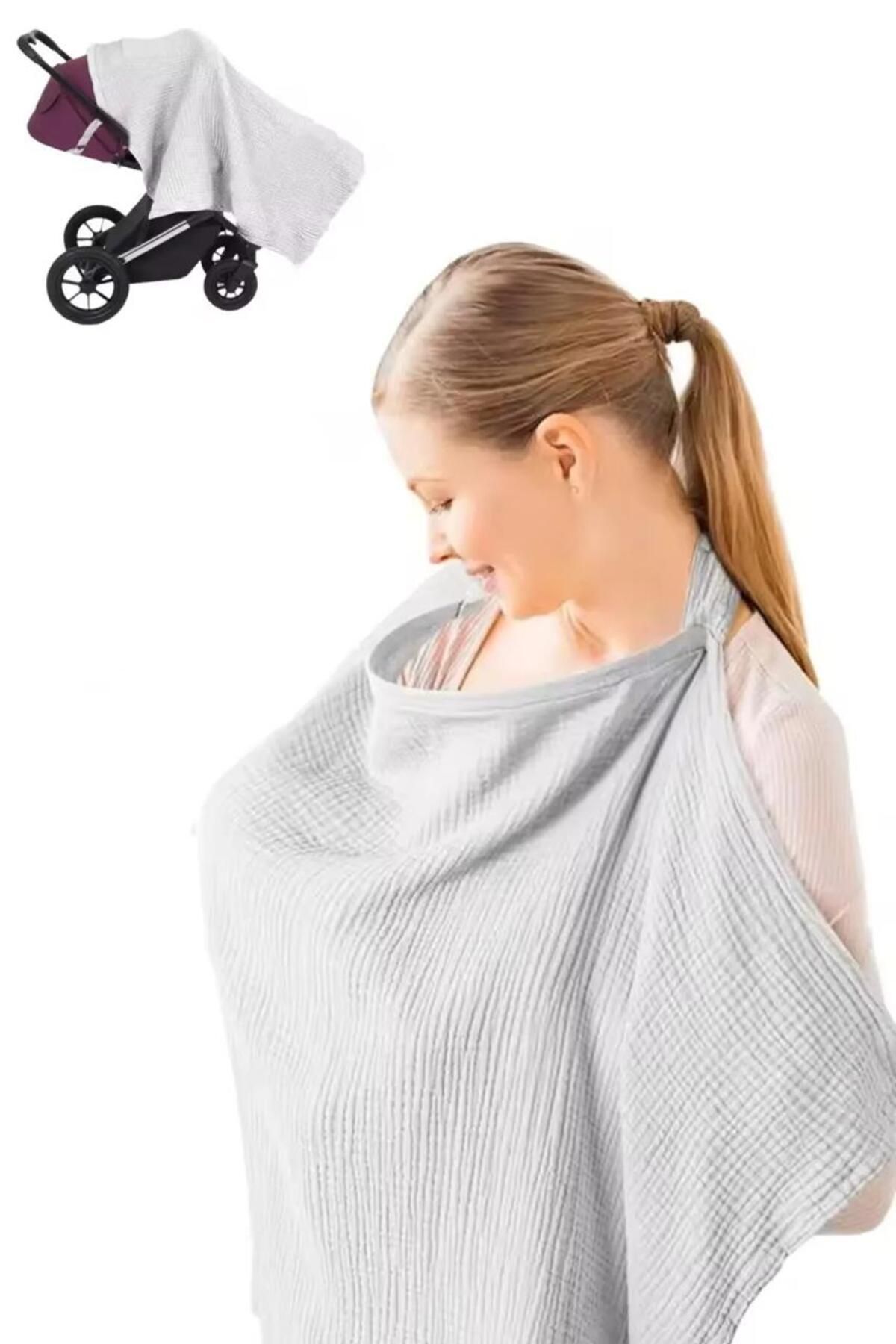 inavision %100 Pamuklu Organik 2 Katlı Balenli Müslin Emzirme Önlüğü 65x100 Cm