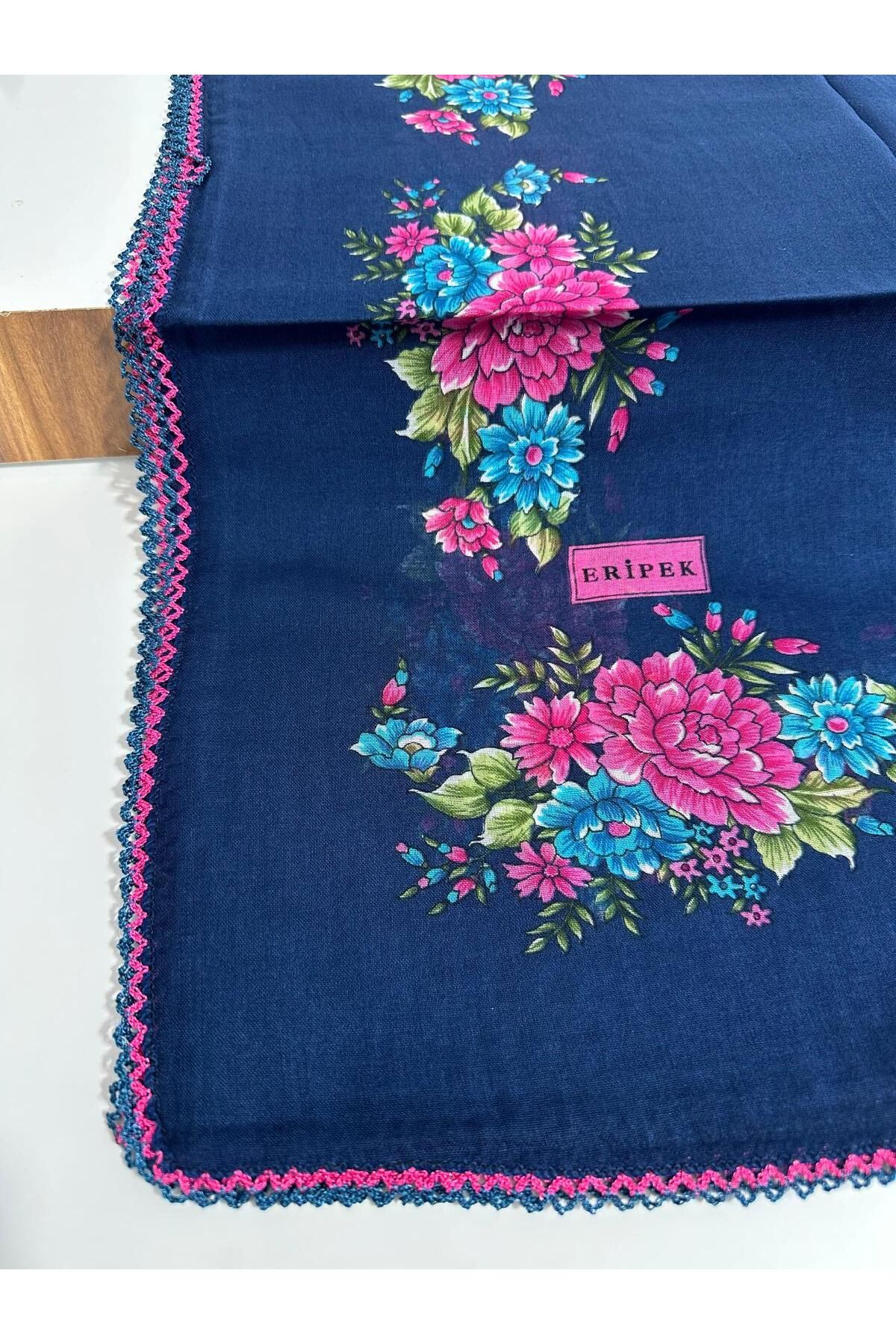 Eripek-Embroidered Cotton Cheesecloth- 05093 95 X 95 Navy Blue - Pink 29 2