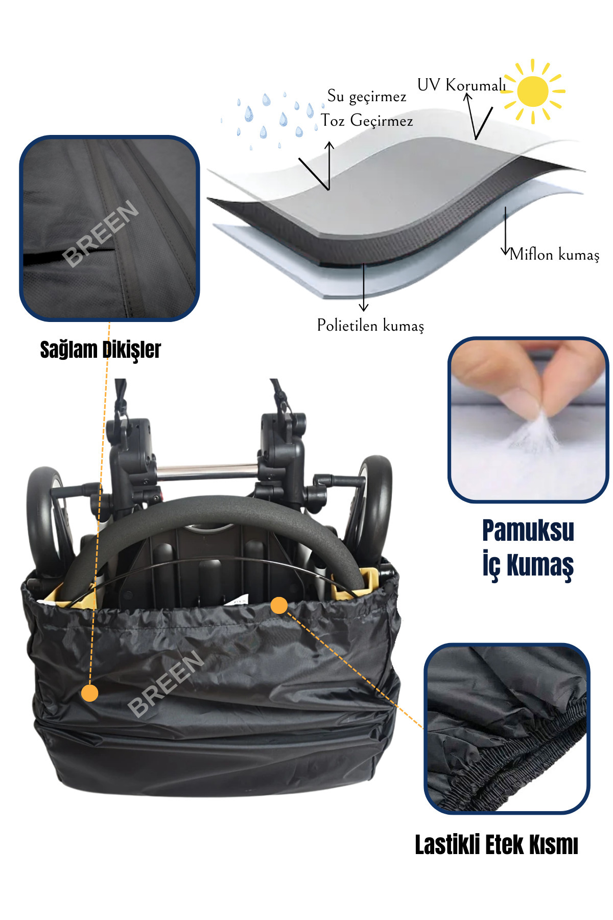 Breen-Black Travel Stroller Carriage Bag, Stroller Storage Pouch, Waterproof Travel Bag 2