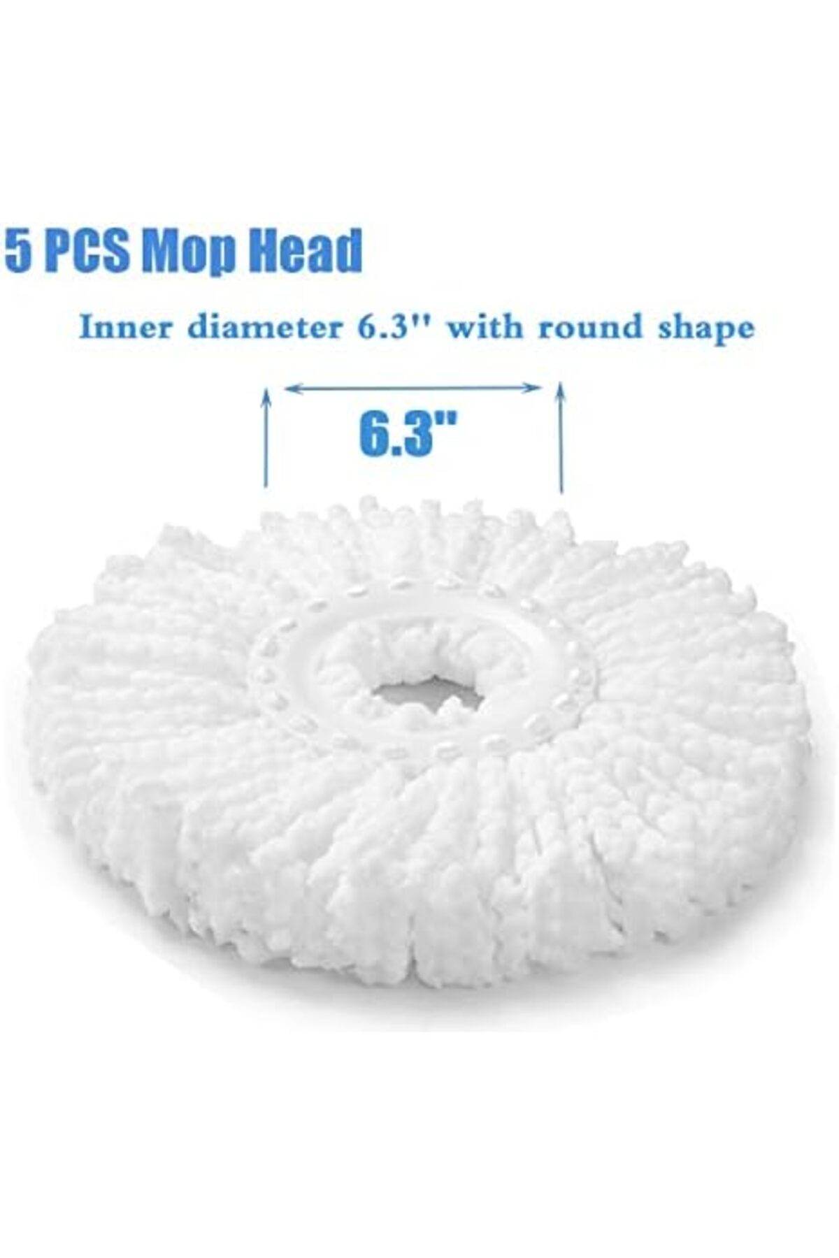 مجموعة من 5 رؤوس استبدال ممسحة دوارة، مصنوعة من الألياف الدقيقة، شكل دائري، مقاس قياسي عالمي 360 درجة