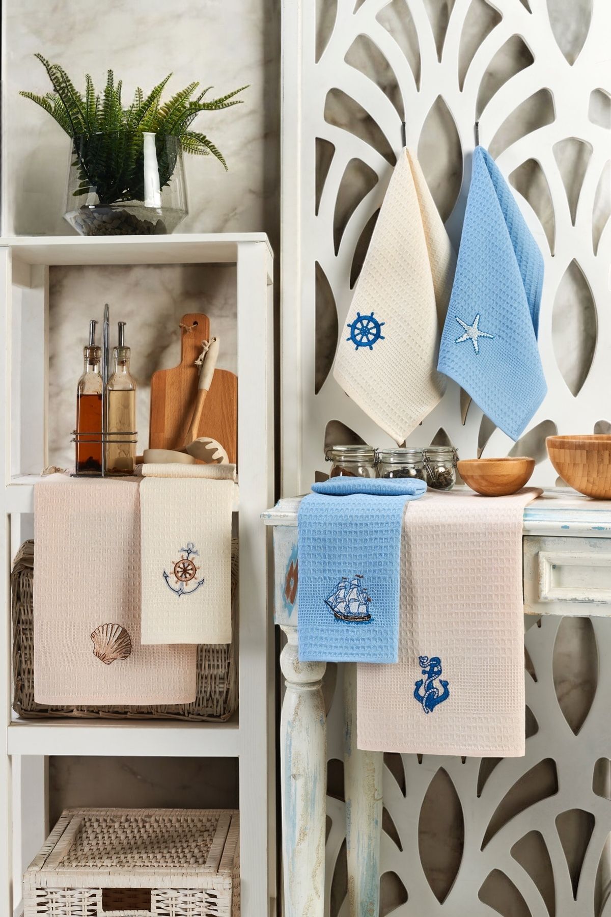 pepuza 6lı Kurulama Peçetesi Nakışlı 40x60 Aquara
