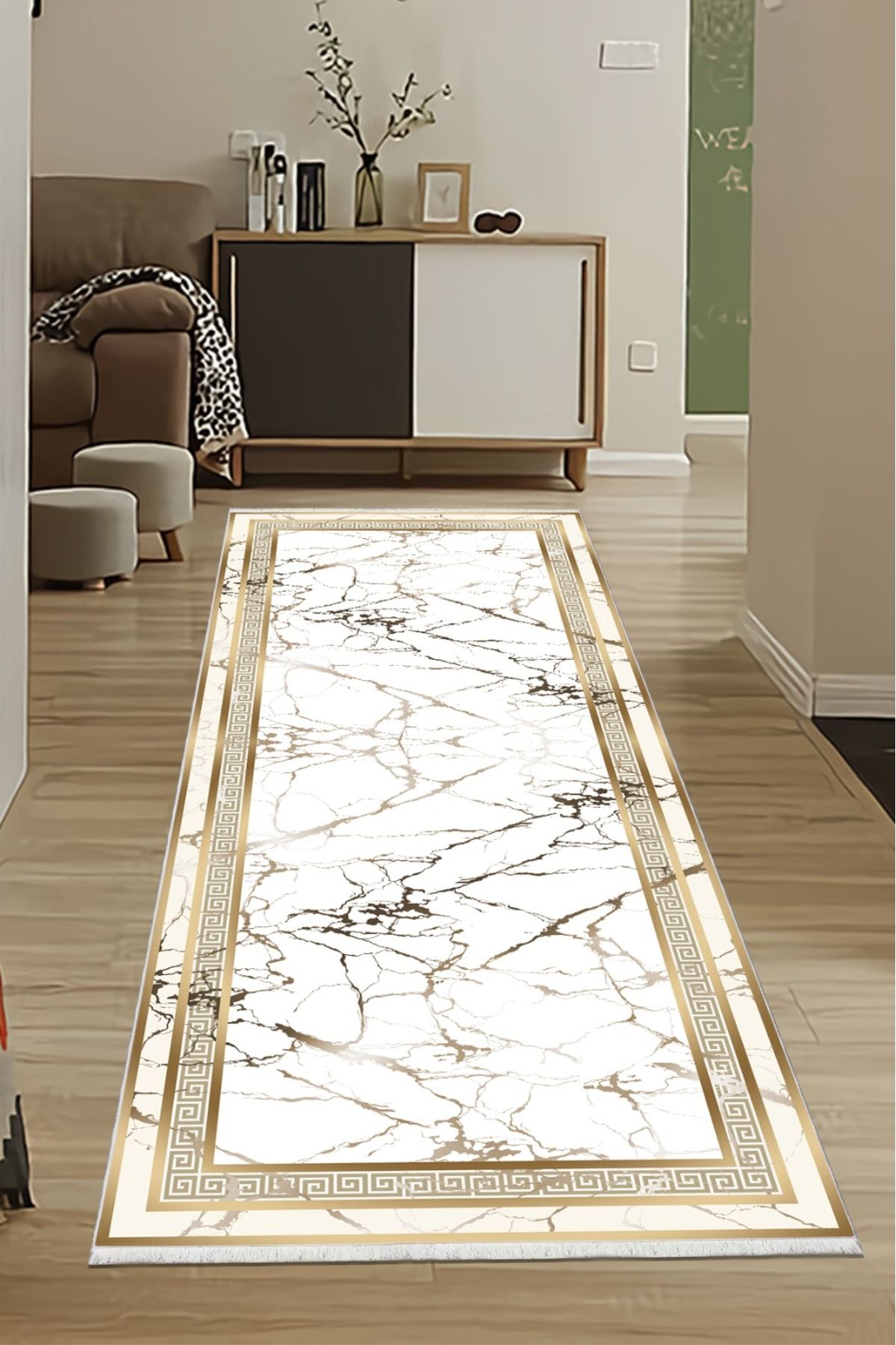 CENTER AVM Gold, Halı Yolluk Makinede Yıkanabilir Halı Kaymaz Taban Yolluk