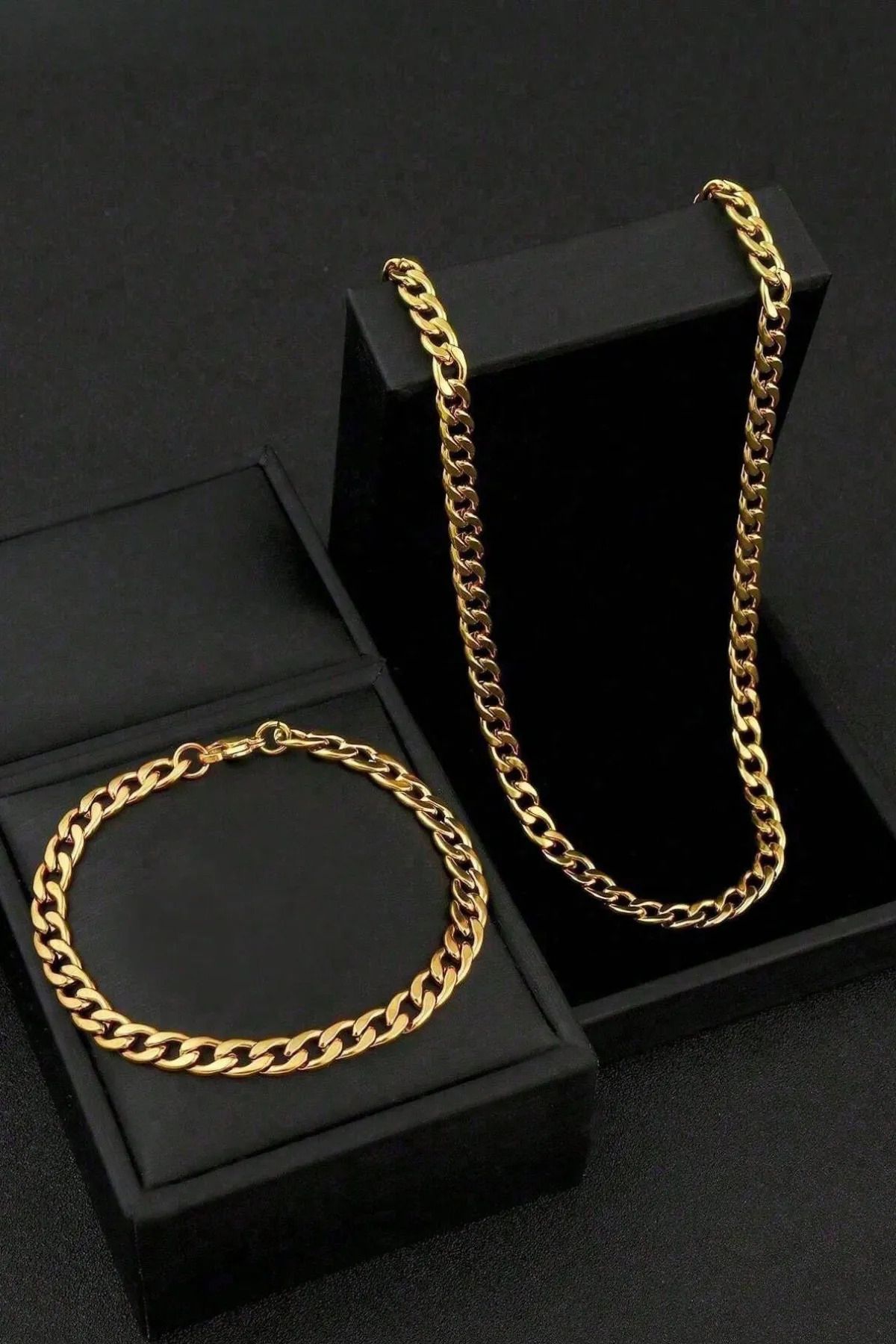 The Collection Paslanmaz Garantili Gurmet Gold Çelik Kolye Ve Bileklik Seti