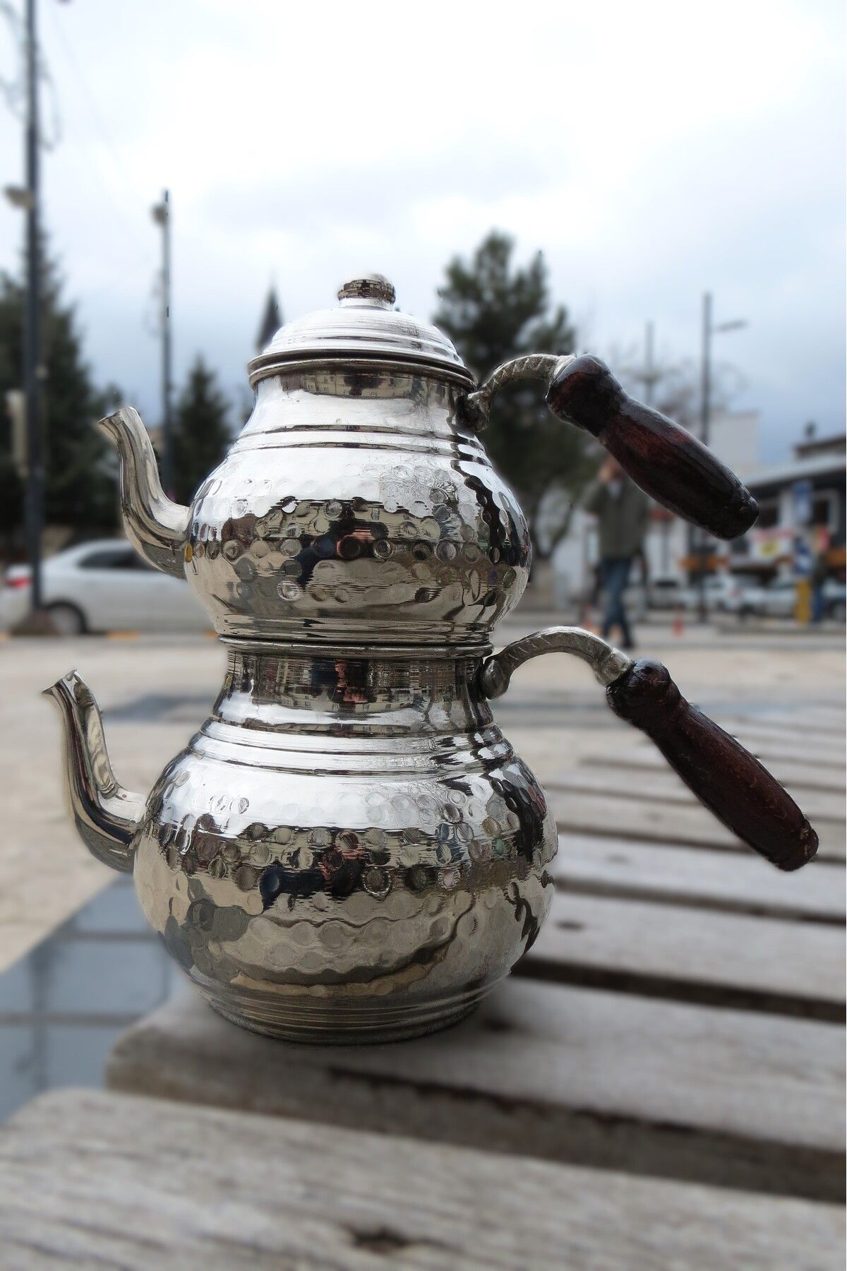 Store Bakır nikelli işlemeli çaydanlık