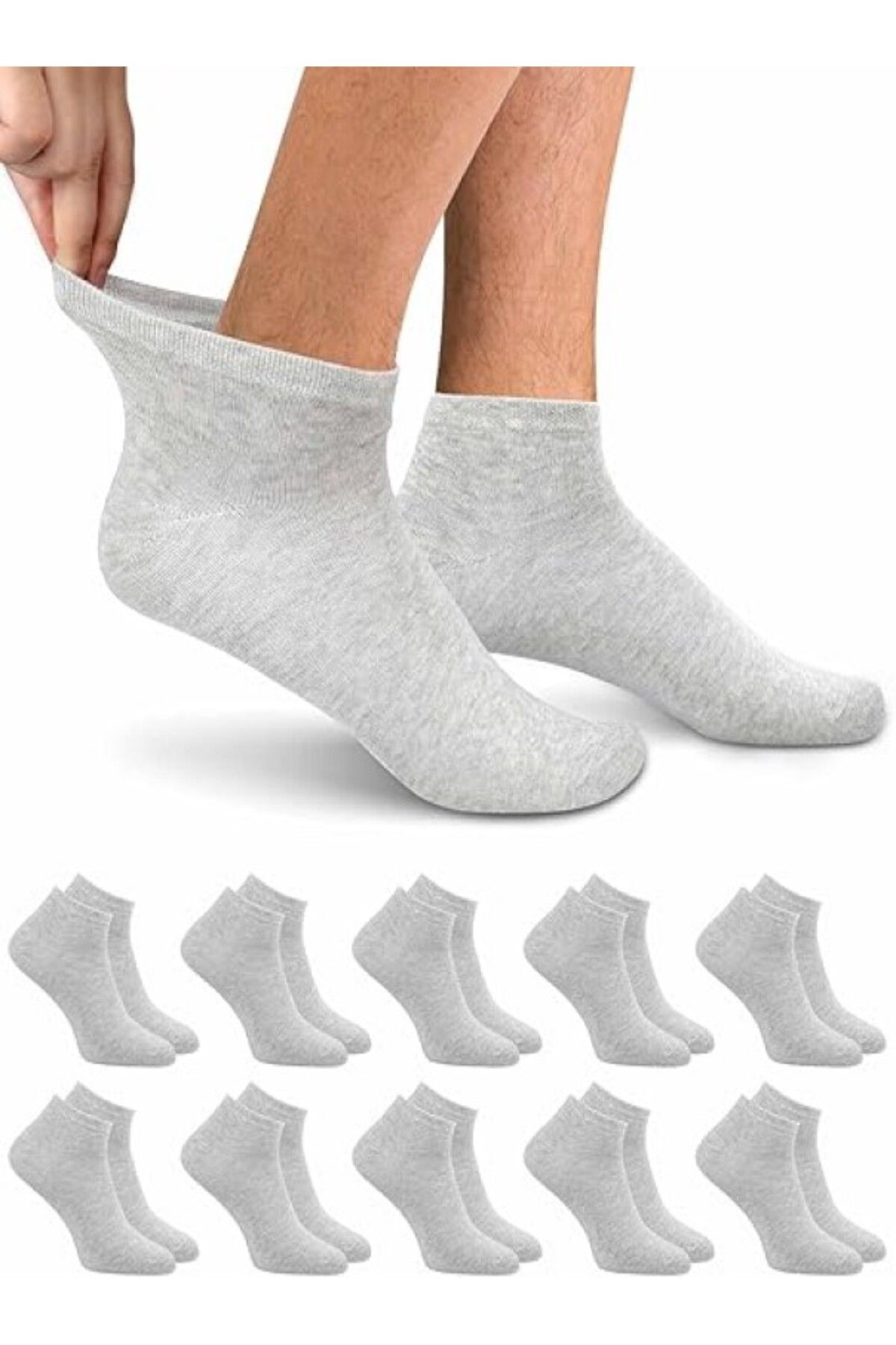TTWAY Unisex 5'li Gri Patik Çorap Spor Çorabı Pamuklu