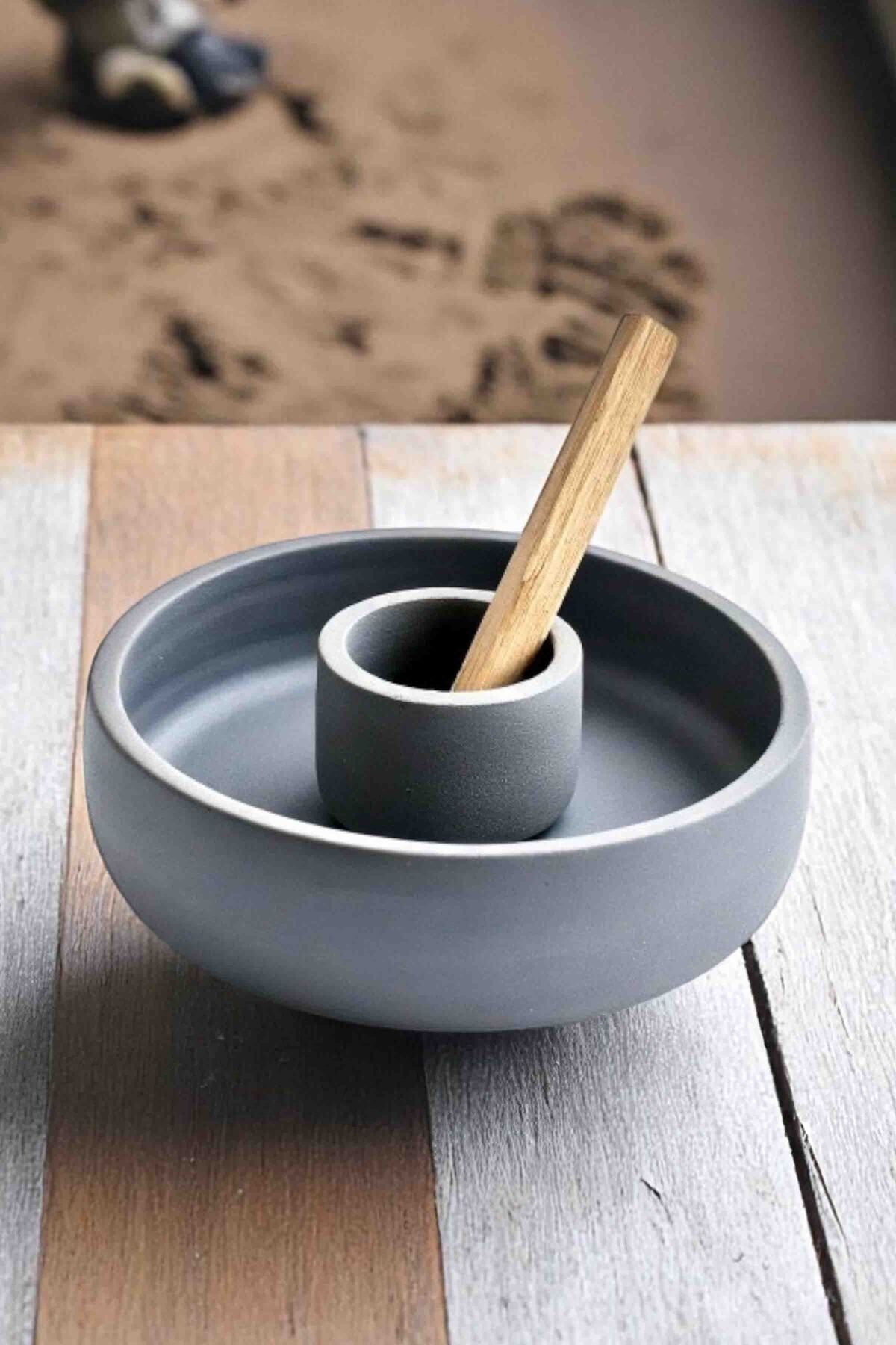 SerenityHaven Handmade Tütsülük Seti - Palo Santo Dekoratif Aromaterapi Gri Tütsülük ve Palo Santo Tütsü 25 gr