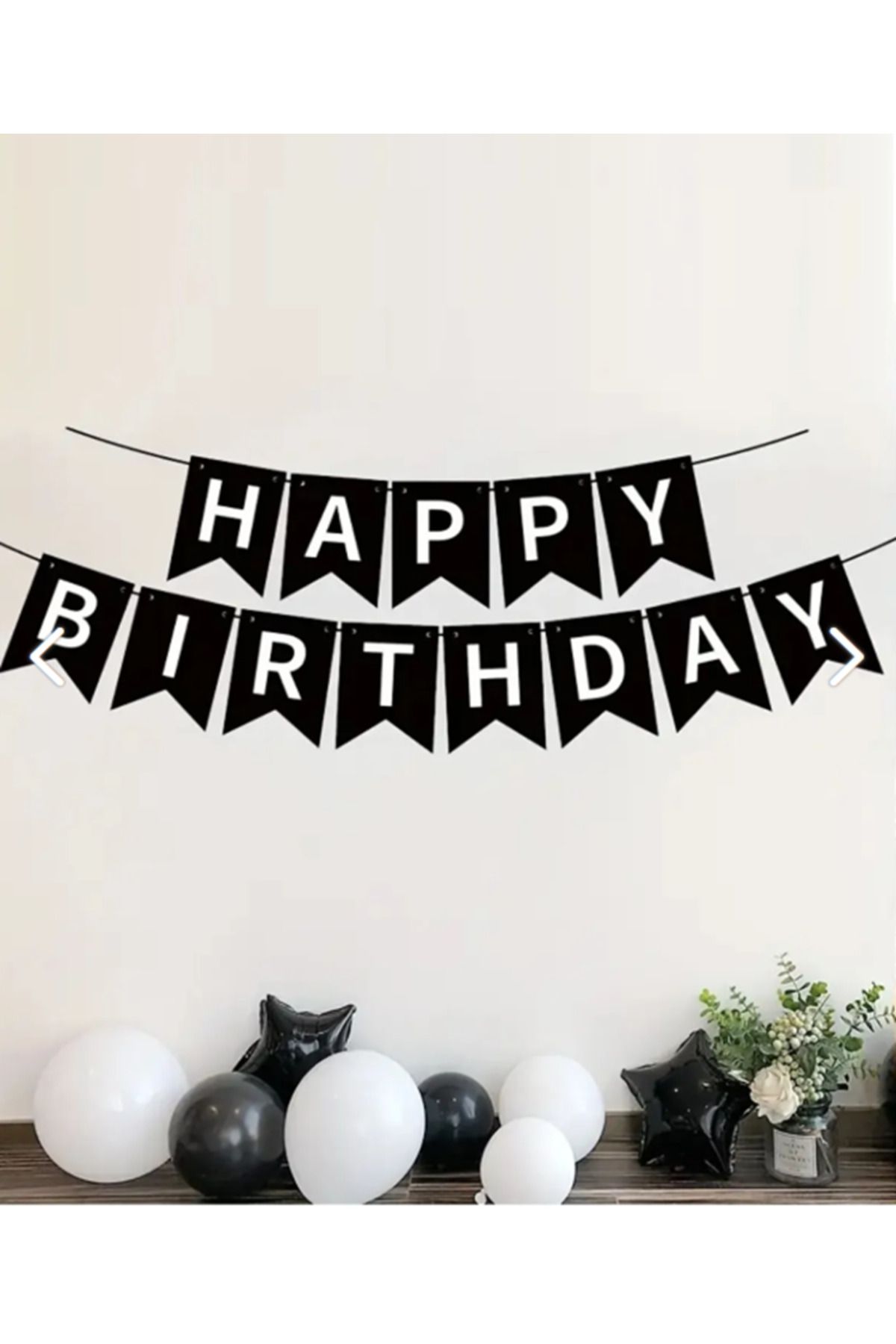 Hiras Dizayn Happy Birthday Banner Siyah Happy Birthday Banner Dogum Günü Süsleme 13Prç Doğum Günü Süsü