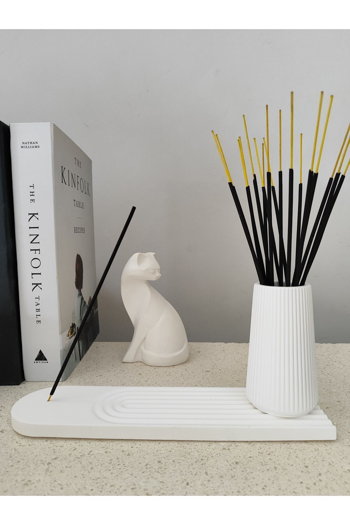Minima Art Studio Dekoratif Ikili Tütsülük Ve Tütsü Çubukları Için Vazo Set