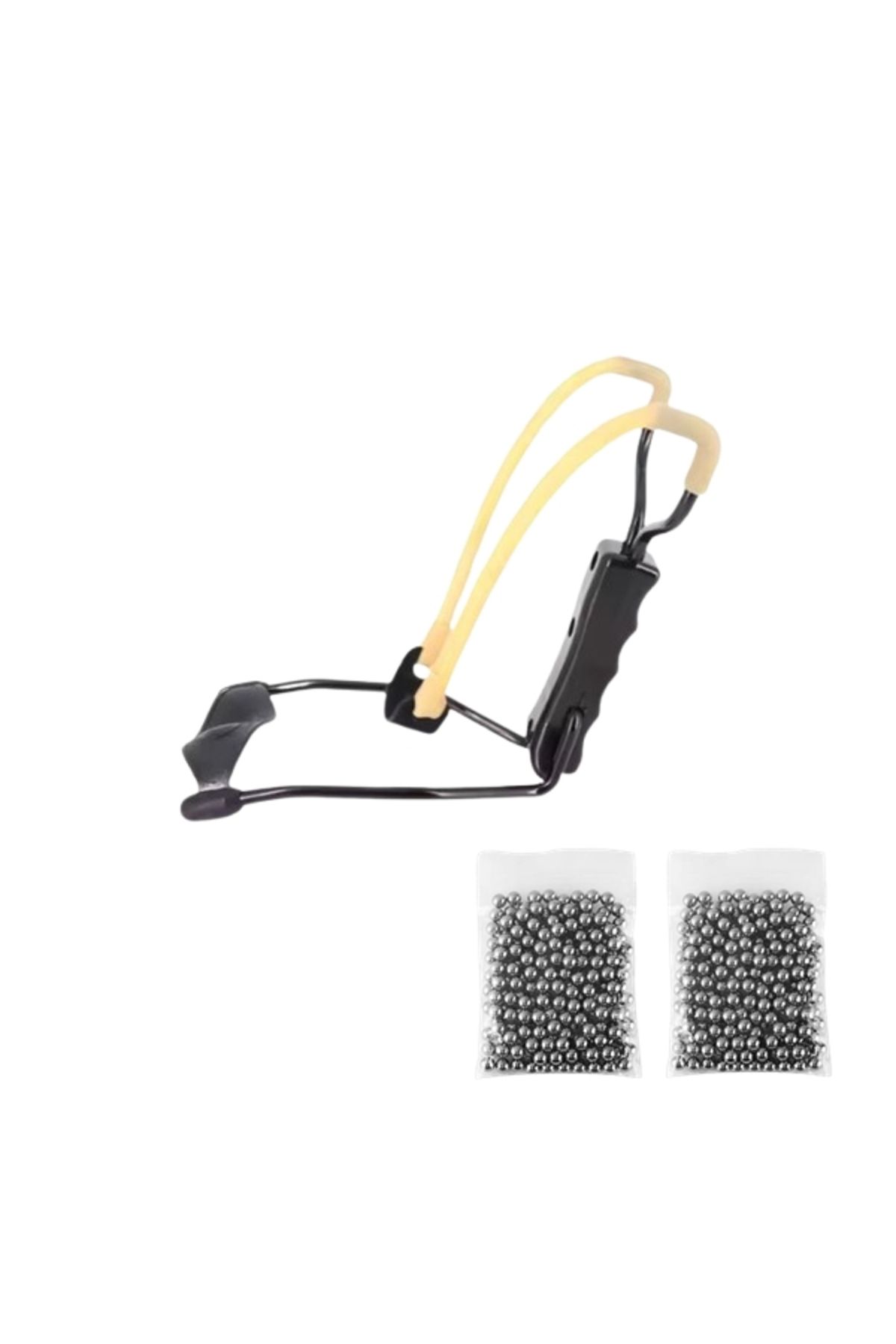 Depox Set Profesional De Praștii Metalice Cu Suport Pentru Încheietura Mâinii Și 200 De Bile De 10 Mm, Mâner Metalic Antiderapant - One Size