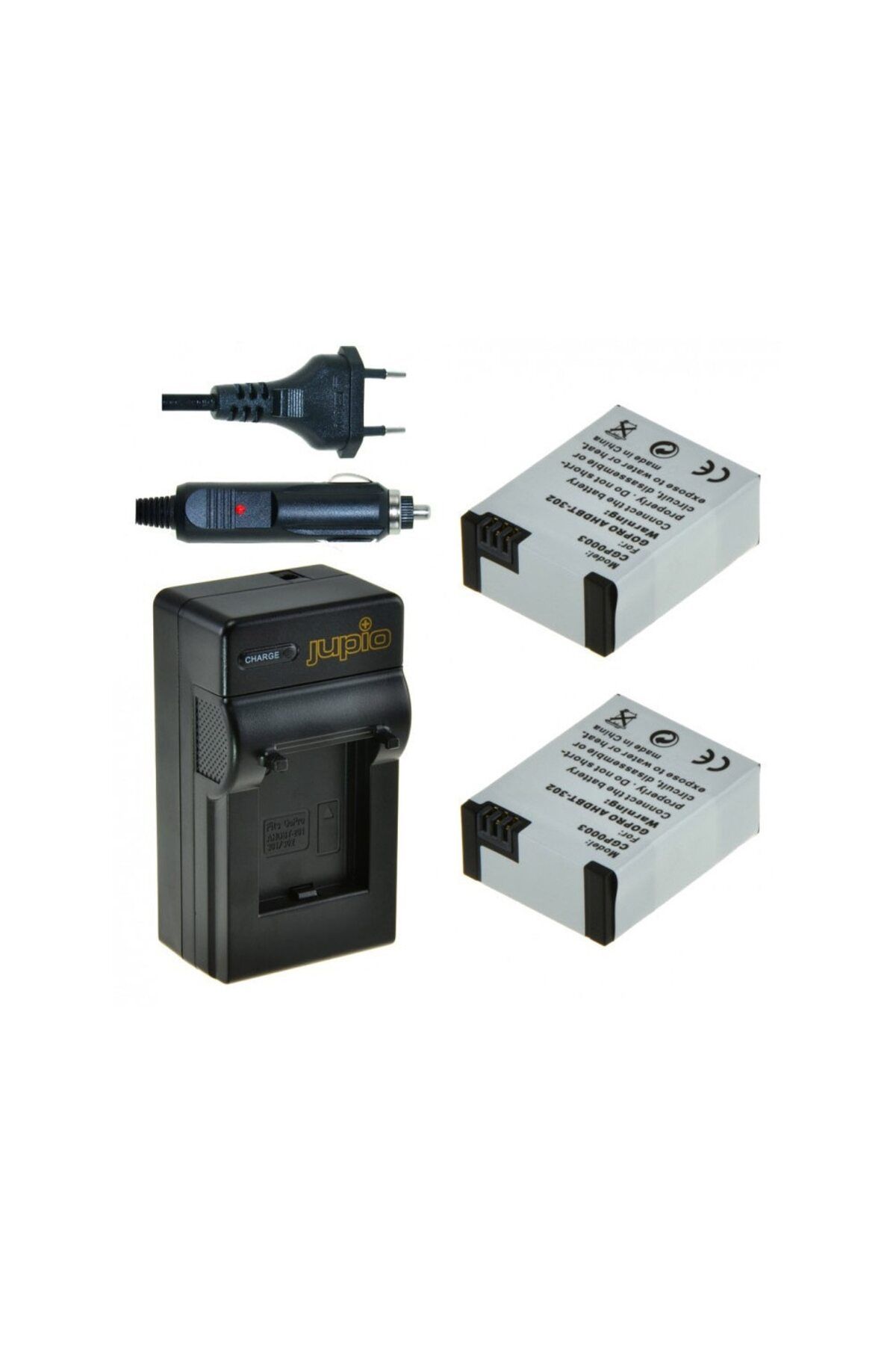 Jupio-Jupio Kit, 2 GoPro Hero3+ AHDBT-302 Batteries, 1200 mAh, and Charger with Dual Base and USB Port 1