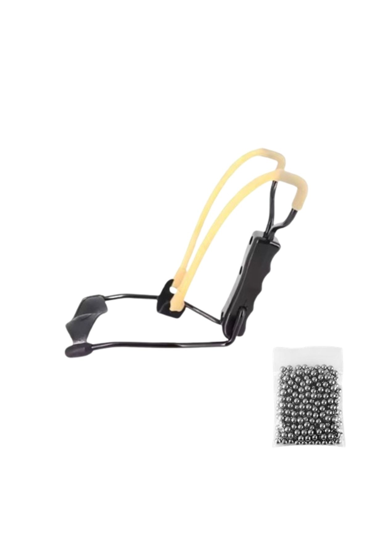 Depox Set Profesional De Praștii Metalice Cu Suport Pentru Încheietura Mâinii Și 100 De Bile De 6 Mm, Metal, Mâner Antiderapant, 18 Cm - One Size