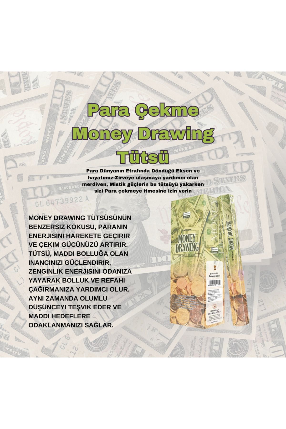 Çare Burada Darshan Para Çekme Money Drawing Tütsü 20 çubuk