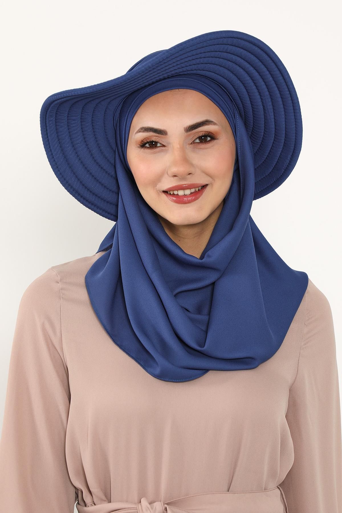 Aisha's Design-Practical Crepe Shawl Turban with Removable Bowknot Hat on the Back,Ss-9 3