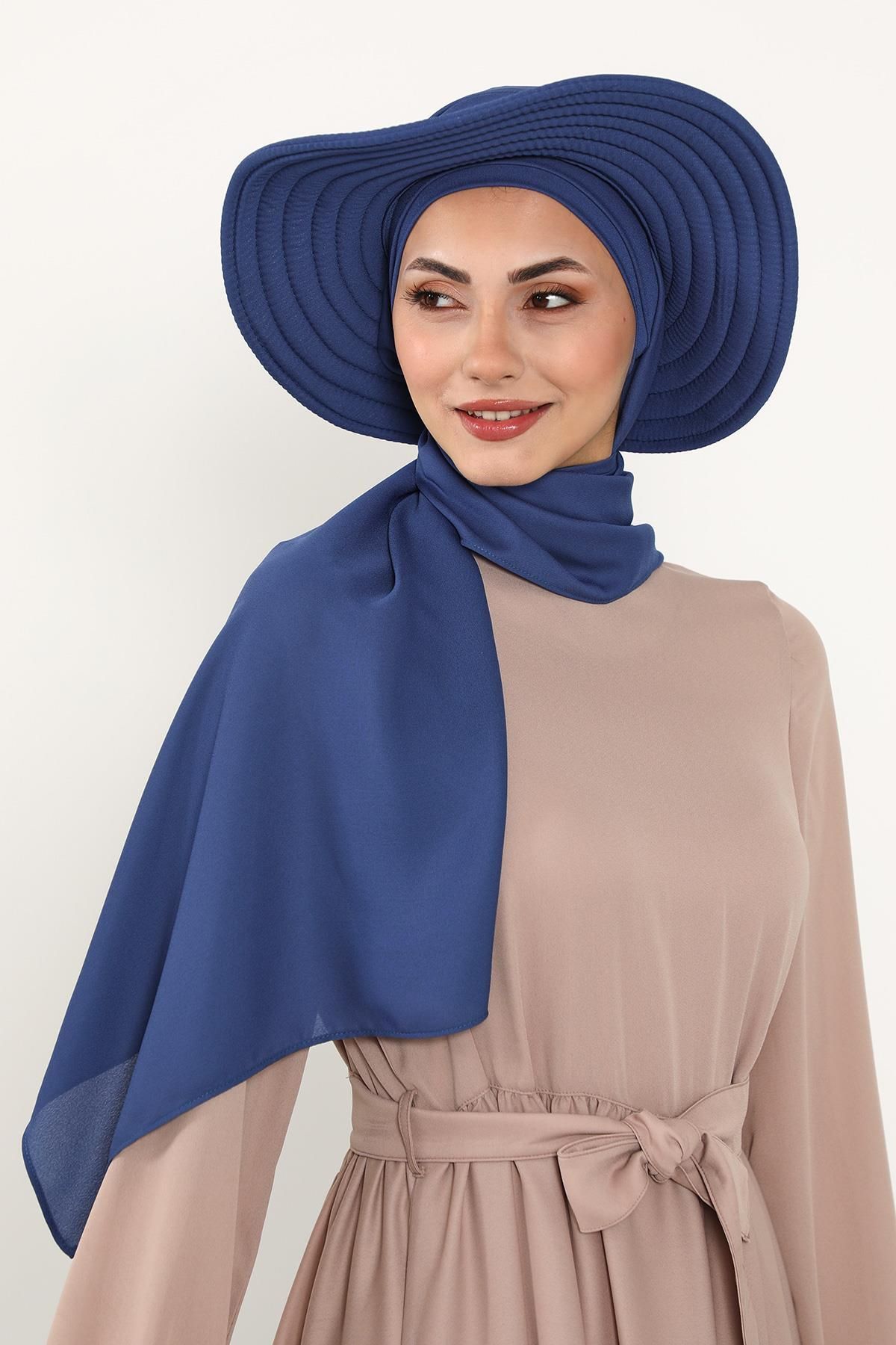 Aisha's Design-Practical Crepe Shawl Turban with Removable Bowknot Hat on the Back,Ss-9 6