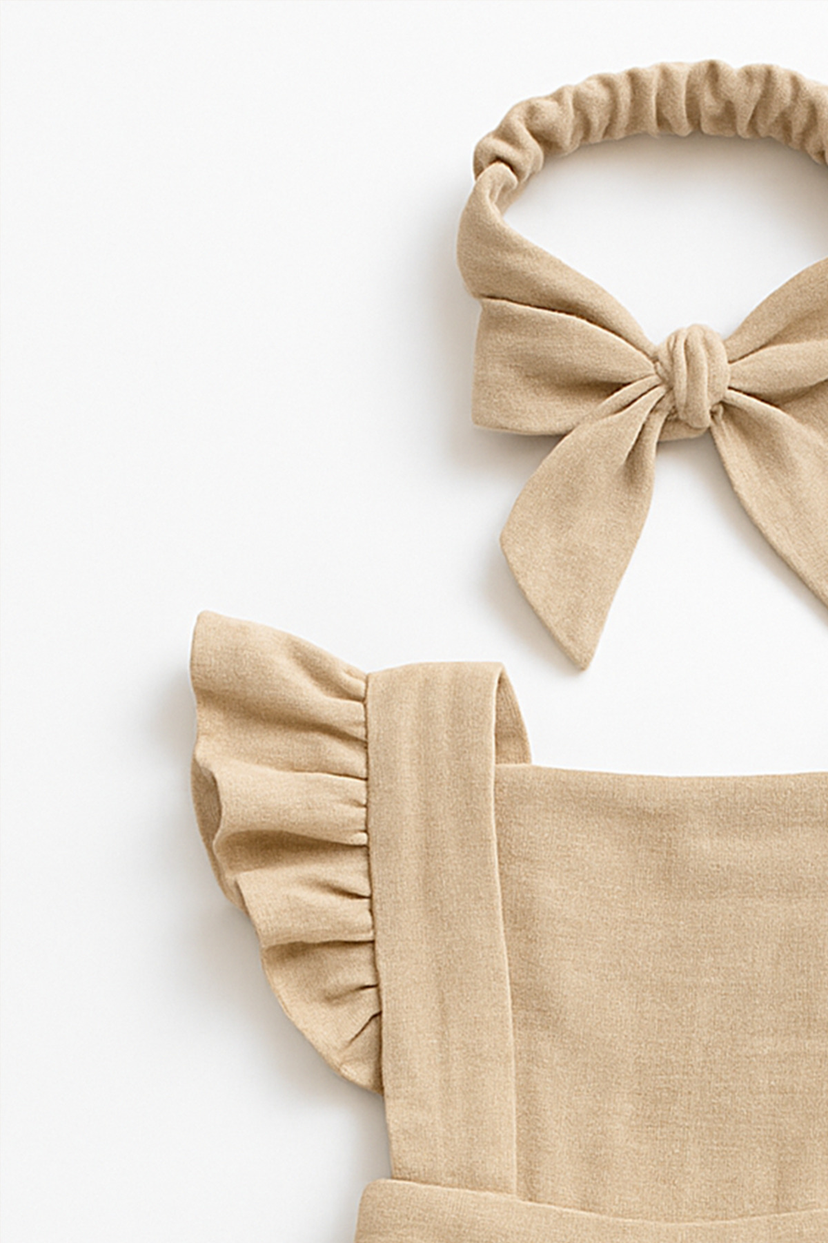 nurbeli X İpek Atlas Kız Bebek Ve Çocuk Bandanalı Fırfırlı Müslin Tulum fotoğrafı 3 (önizleme)