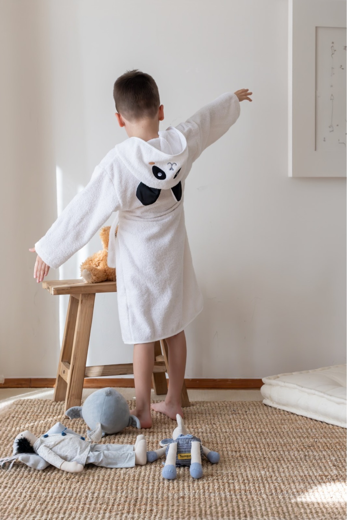 Formeya-100% Cotton Baby Kids Bathrobe Hooded Embroidered Animal Figured Bathrobe 2