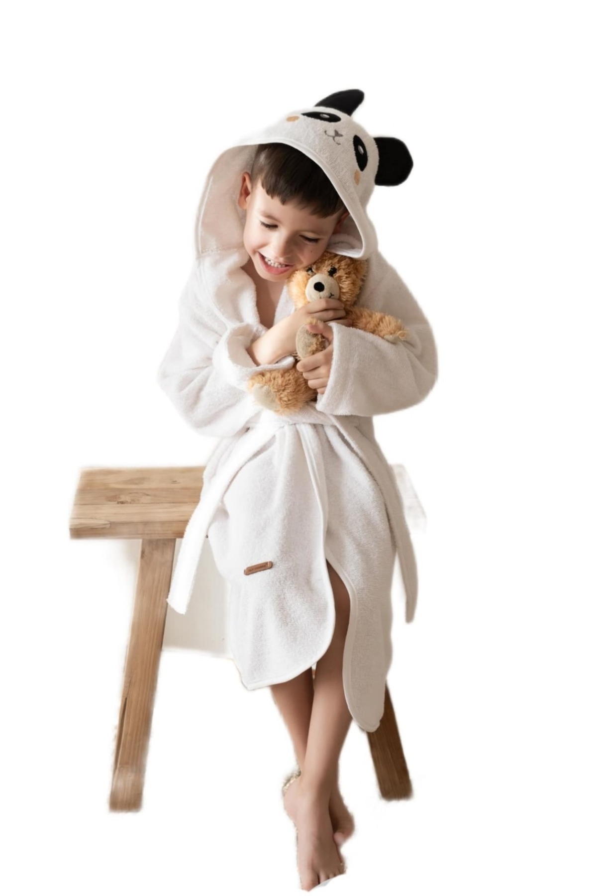 Formeya-100% Cotton Baby Kids Bathrobe Hooded Embroidered Animal Figured Bathrobe 4
