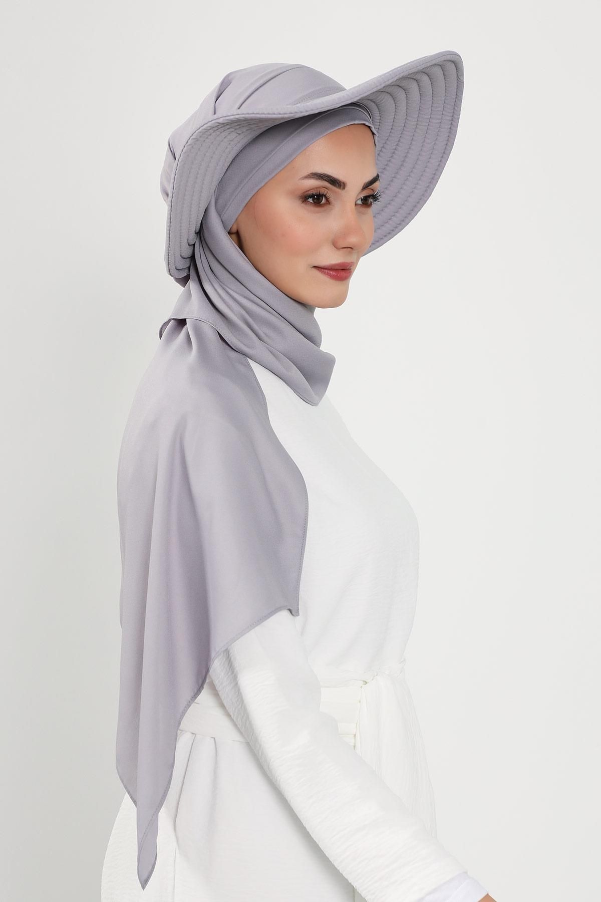 Aisha's Design-عمامة شال كريب عملية مع قبعة فيونكة خلفية قابلة للإزالة، SS-9 8