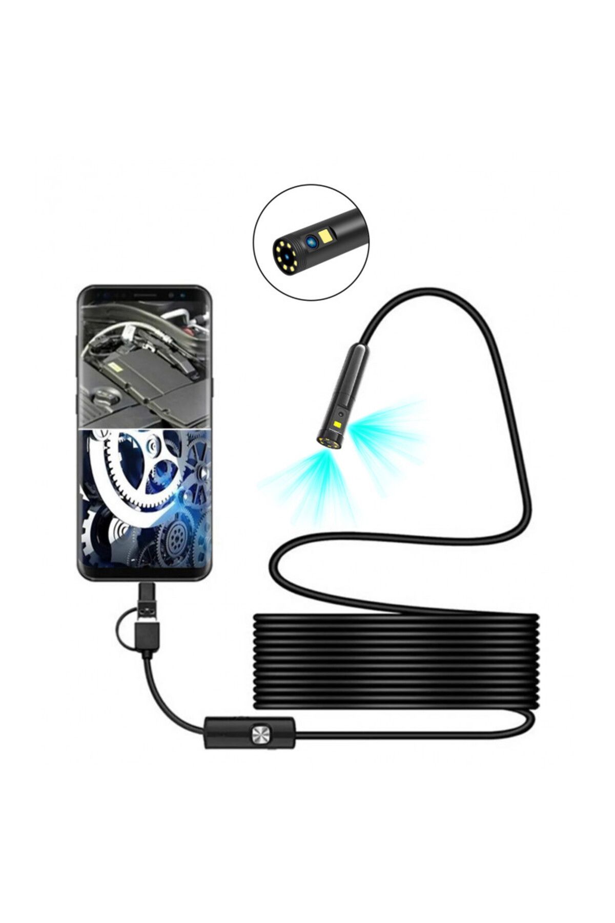 TÜRKİYEDE TEK 3 Kameralı USB Type-C 5MT Yılan Kamera - 2