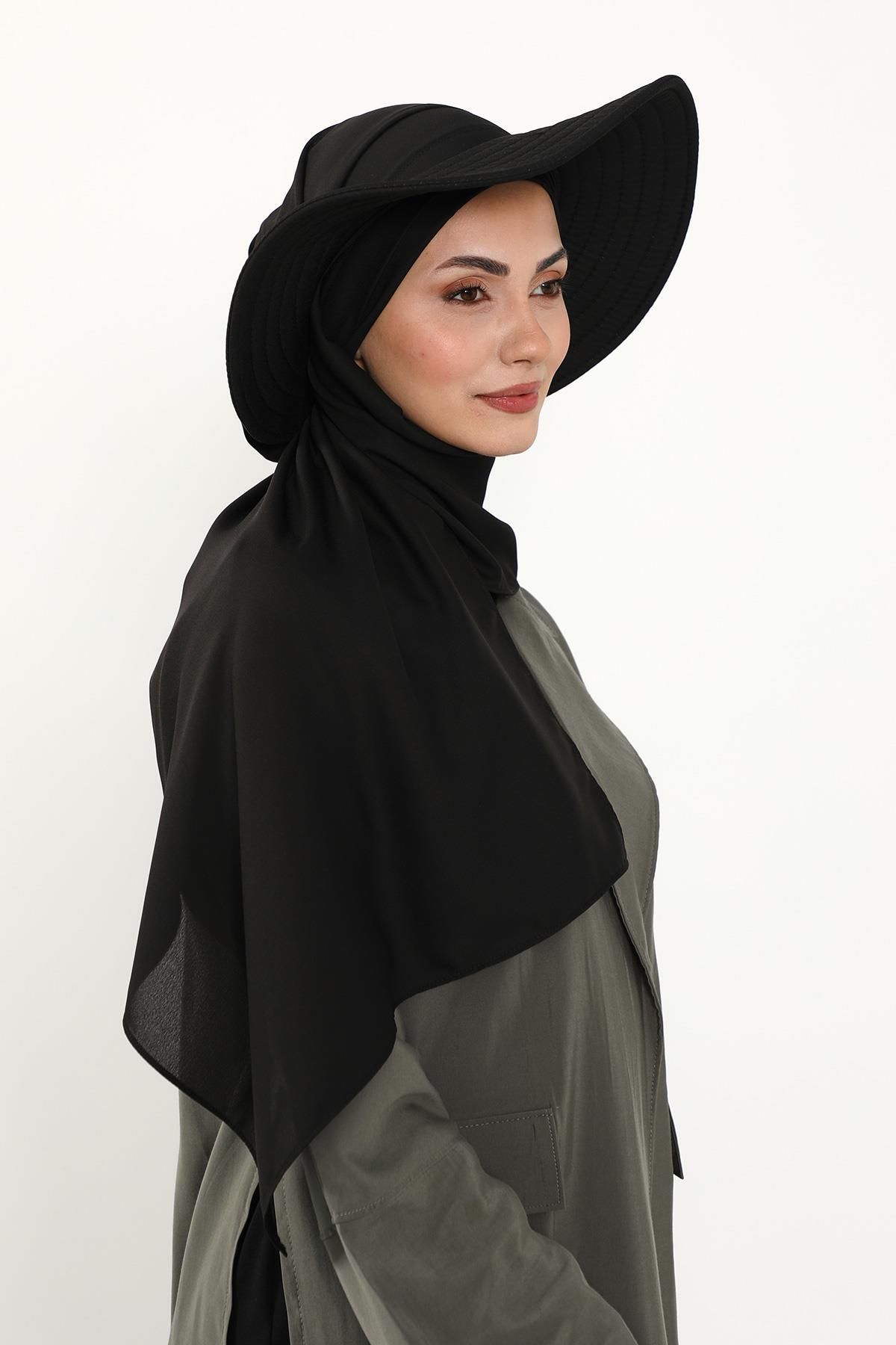 Aisha's Design-عمامة شال كريب عملية مع قبعة فيونكة خلفية قابلة للإزالة، SS-9 5