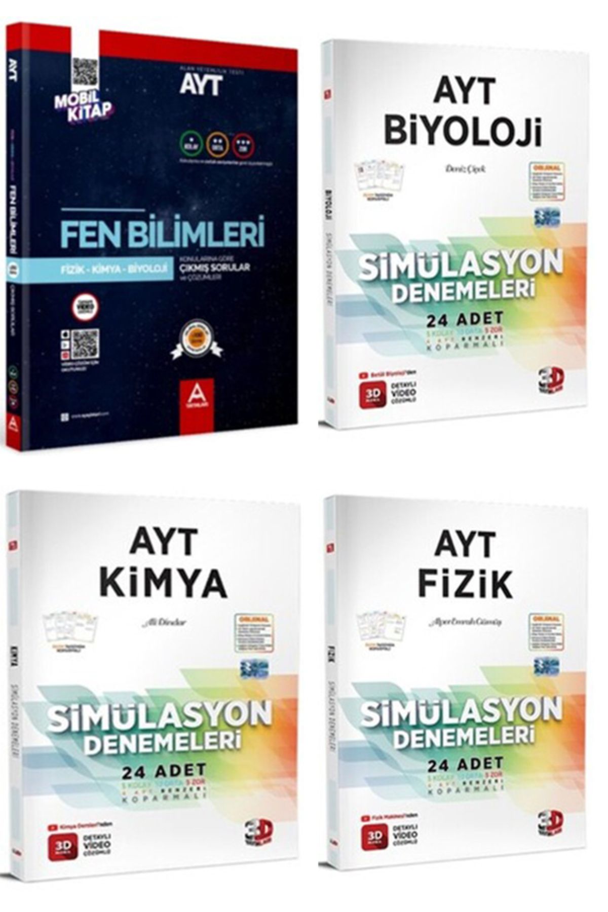 A Yayınları 2025 AYT Fen Bilimleri Çıkmış Sorular ve Biyoloji Kimya Fizik Deneme Seti
