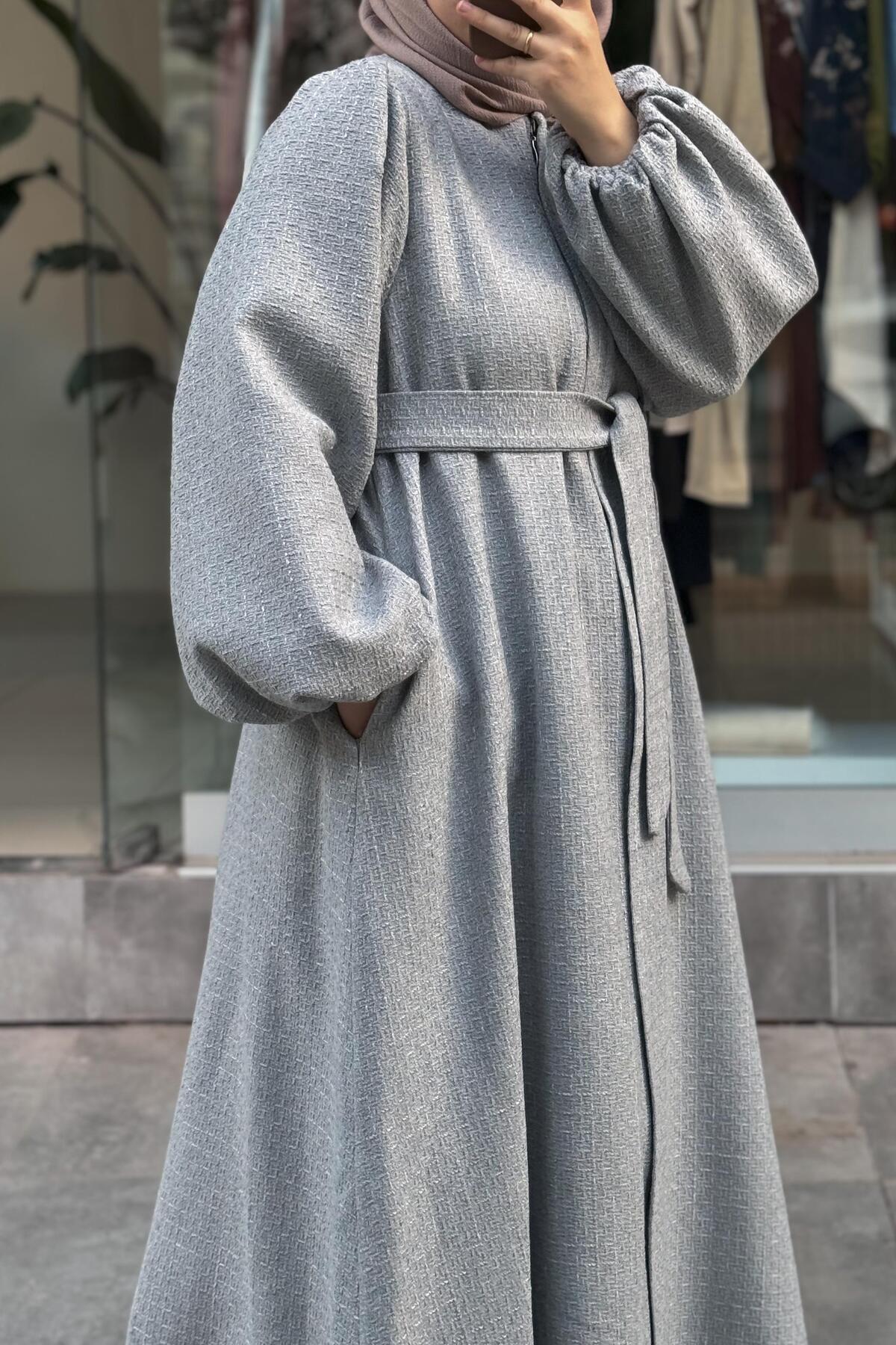 ANDE Şanel Kışlık Ferace- Gri