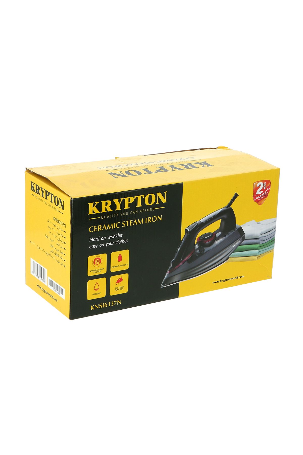 KRYPTON-Non-Stick Steam Iron with Dry/Wet Modes, Vertical Steam, Self-Clean, Soft Grip – Easy Ironing 6