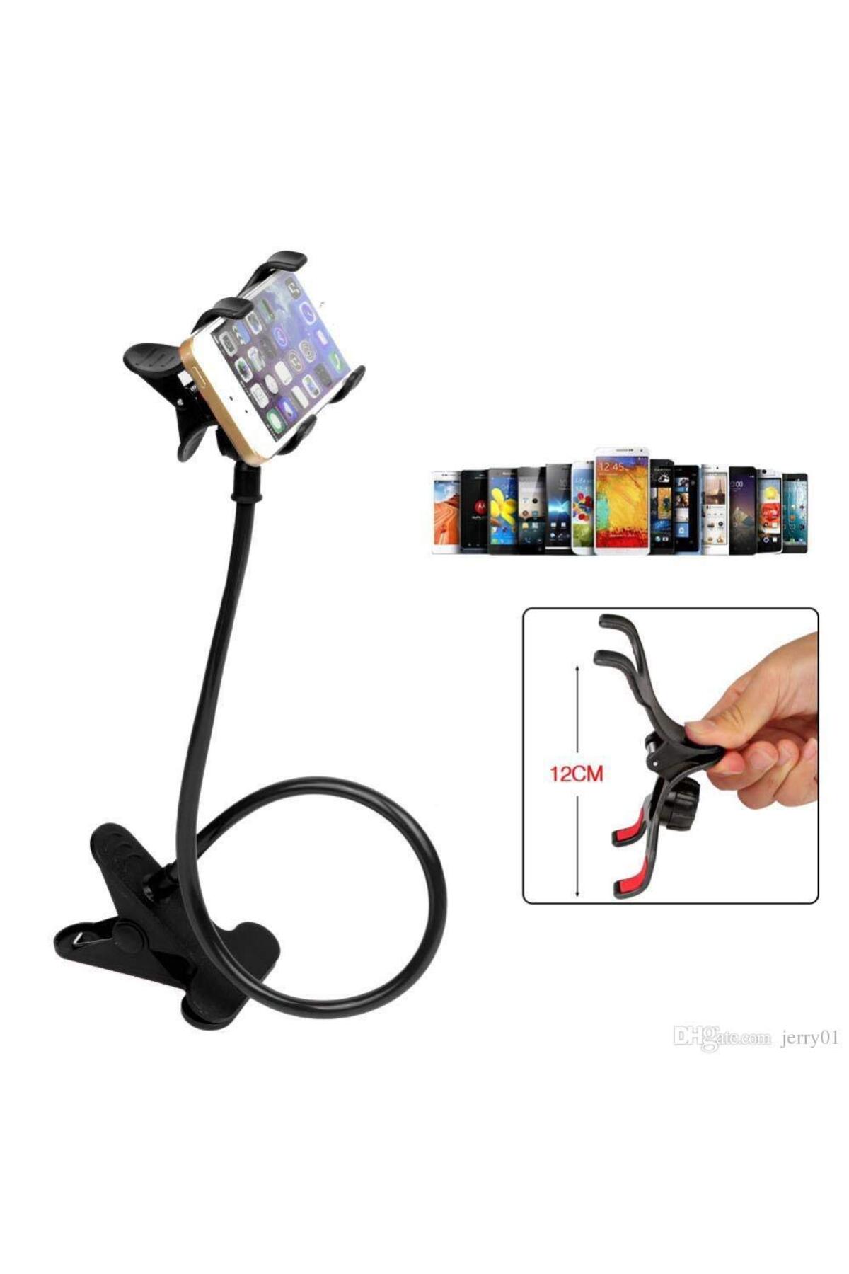 حامل هاتف محمول عالمي مرن يدور 360 درجة بذراع طويلة - أسود