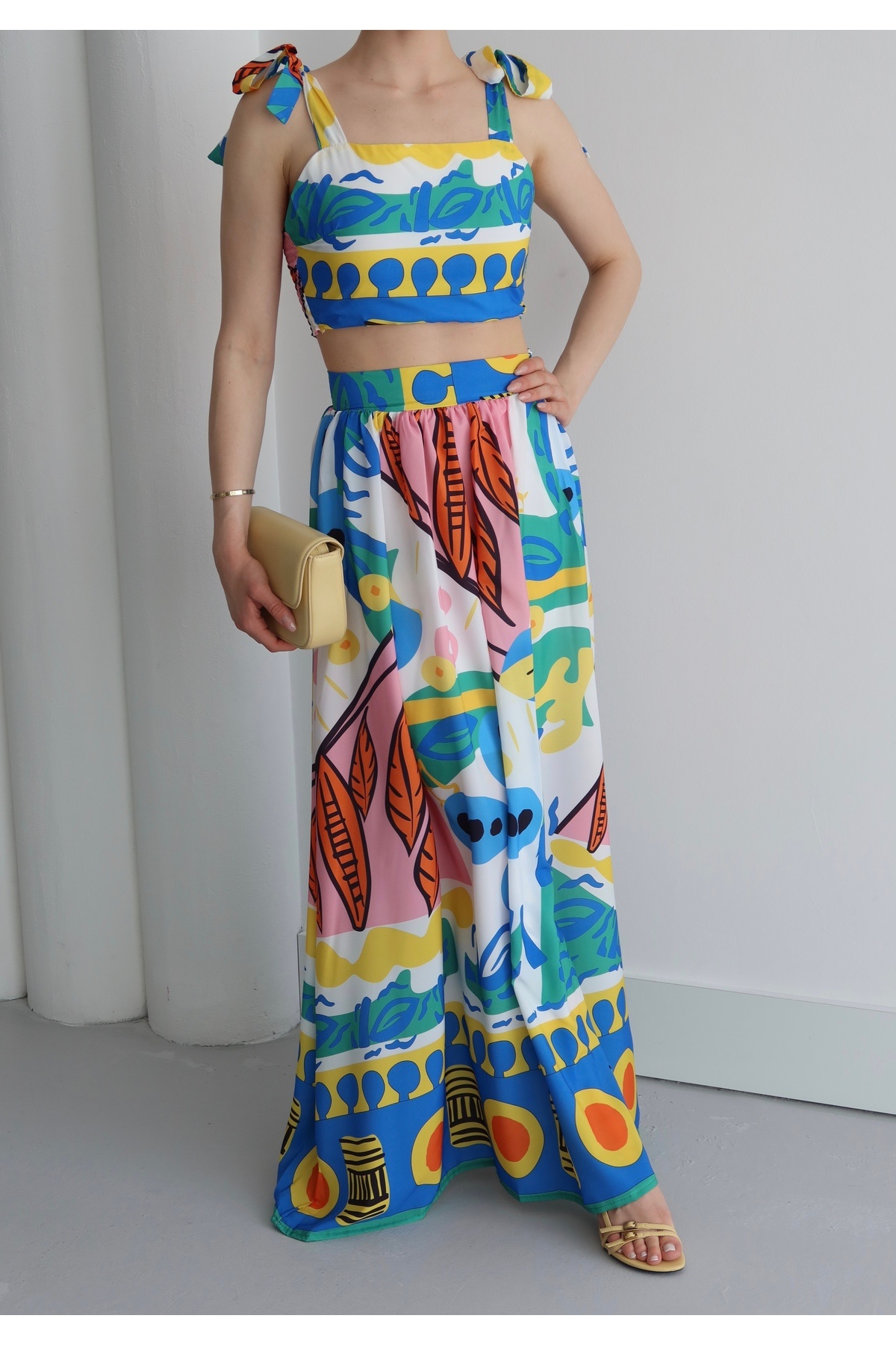 LOISY-Women's Strappy Summer (Sea) Concept Sun Pattern Long Holiday Dress 2