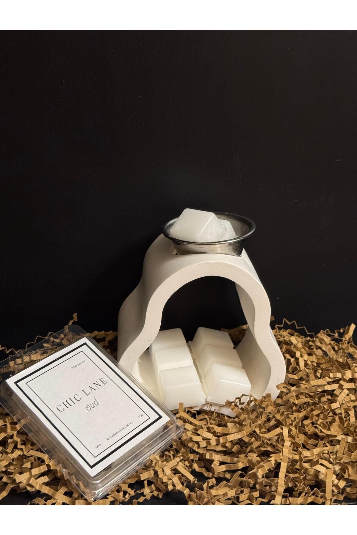 Chic lane Doğal Taş Buhurdanlık ve Buhurdanlık Koku Tableti Soya Wax Melt Oud Kokusu