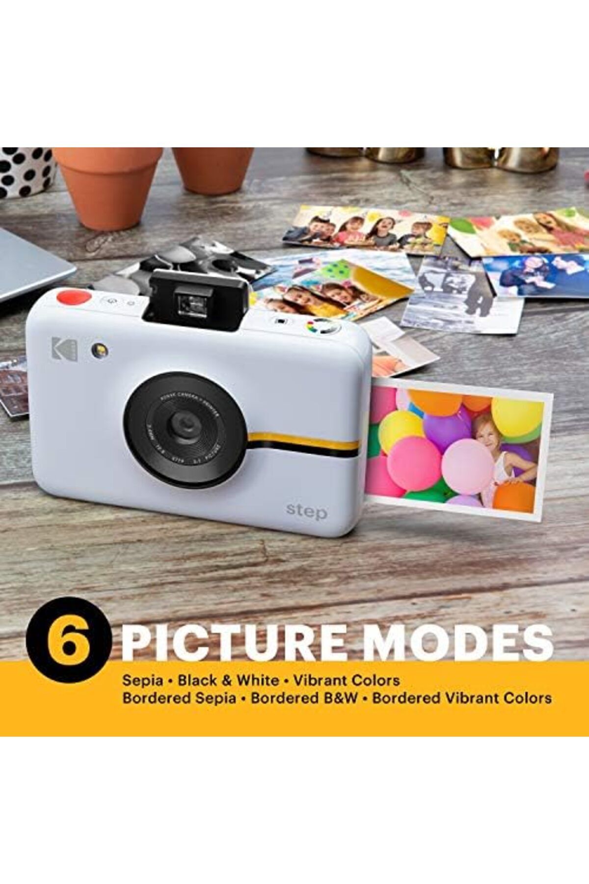 Kodak-كاميرا ستيب كام الفورية - مستشعر صور بدقة 10 ميجابكسل، تقنية زينك، عدسة الكاميرا الكلاسيكية، وضع السيلفي 4