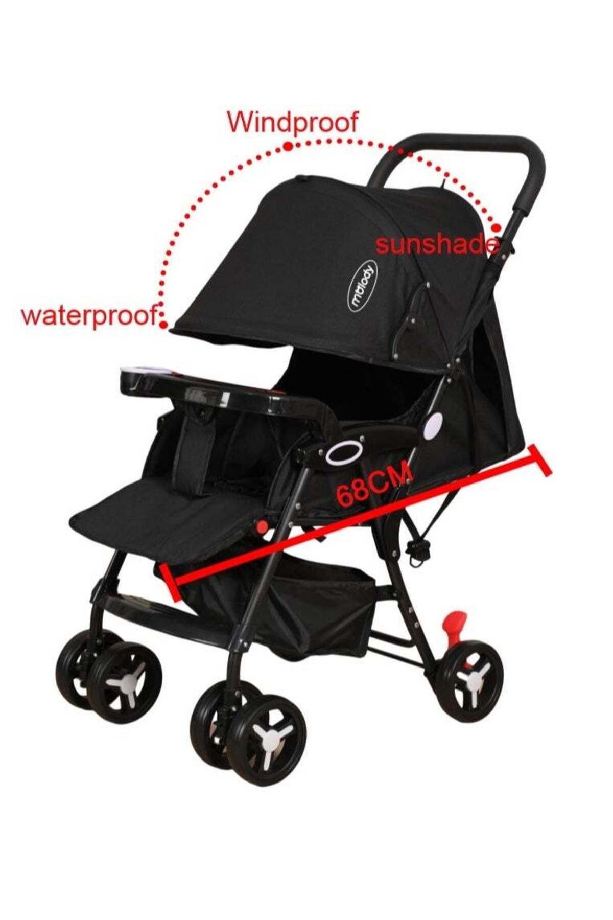 molody-Lightweight Foldable Baby Stroller with Adjustable Reclining Seat and Canopy – 2-in-1 Compact Trav 1