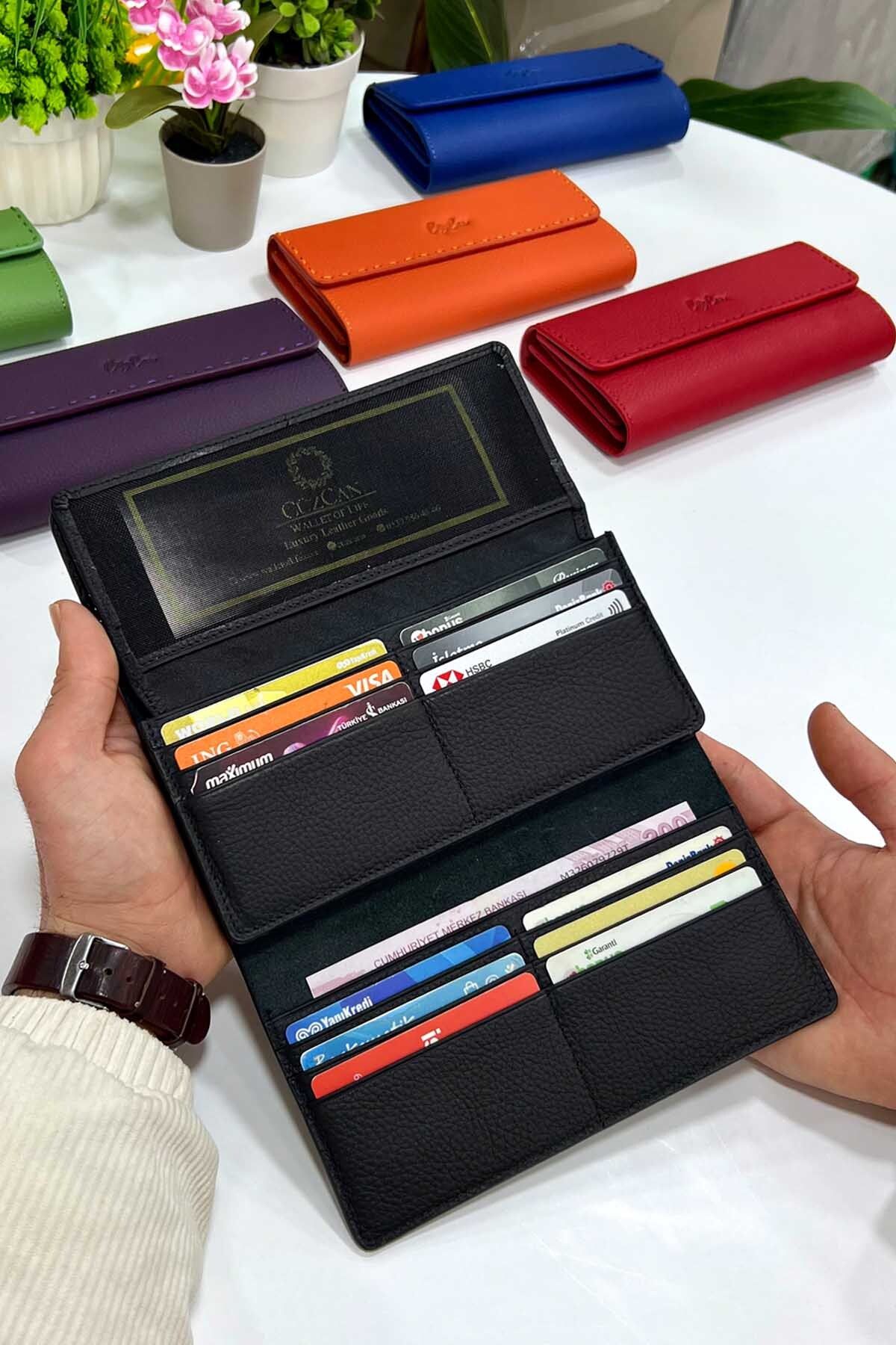 CüzCan-Hilton Black Genuine Leather Women's Wallet with Knitted Detail 4
