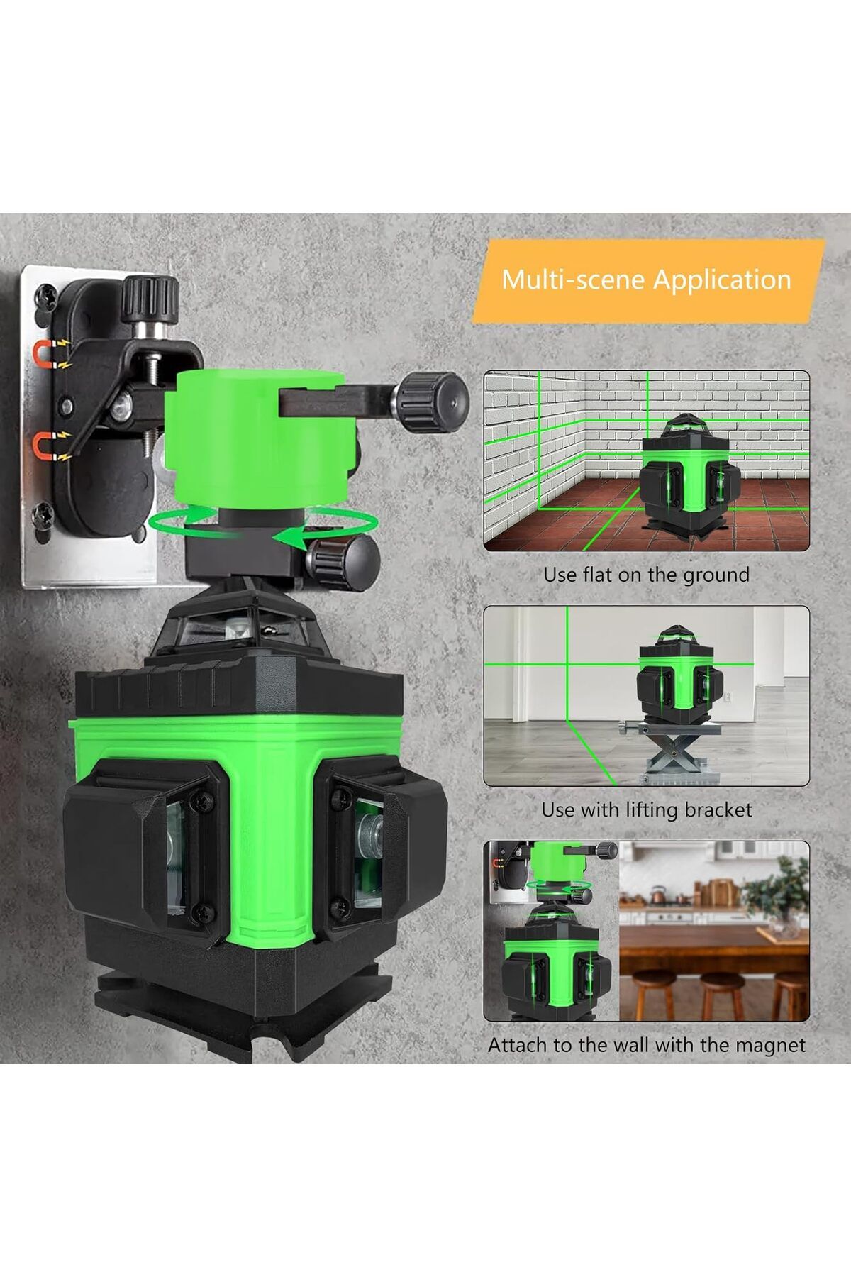 Generic-12-Line 360° Green Laser Level Kit with Remote, Tripod, Magnetic Stand & Case. 5