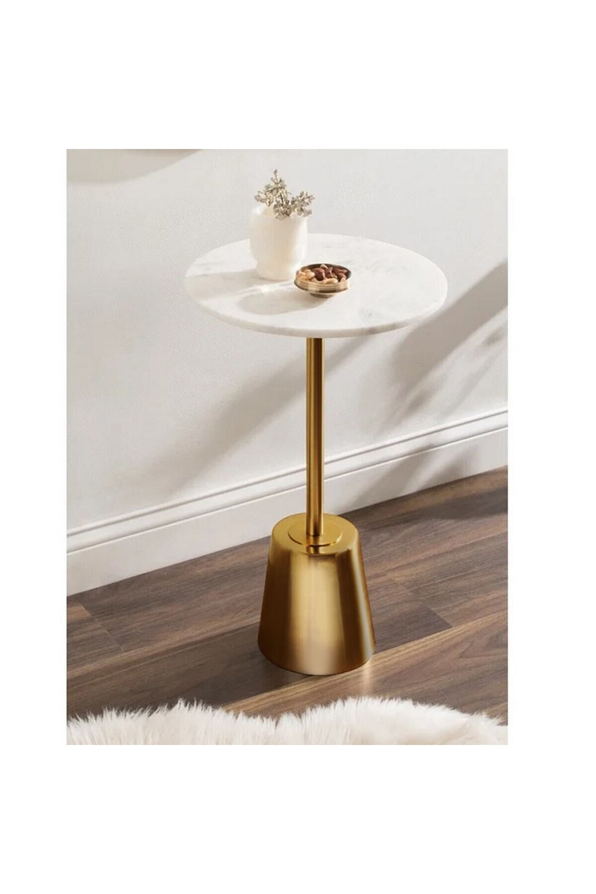 Generic-Side table 35x55 cm - gold and white 1