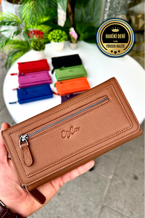 CüzCan Berlin Açık Kahve Hakiki Deri Ultra Kullanışlı Kadın Cüzdan