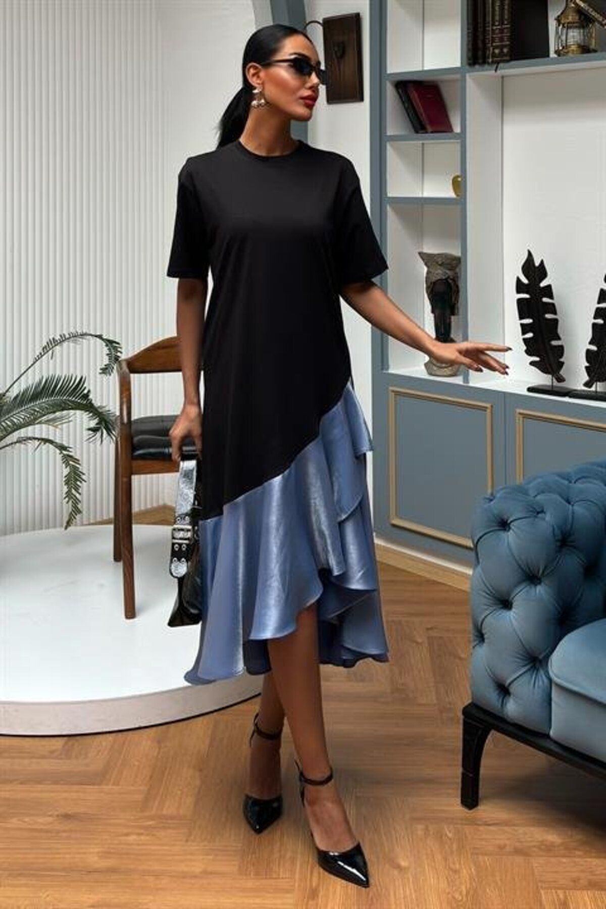 velmorafashion Volanlı Süprem Elbise 2864