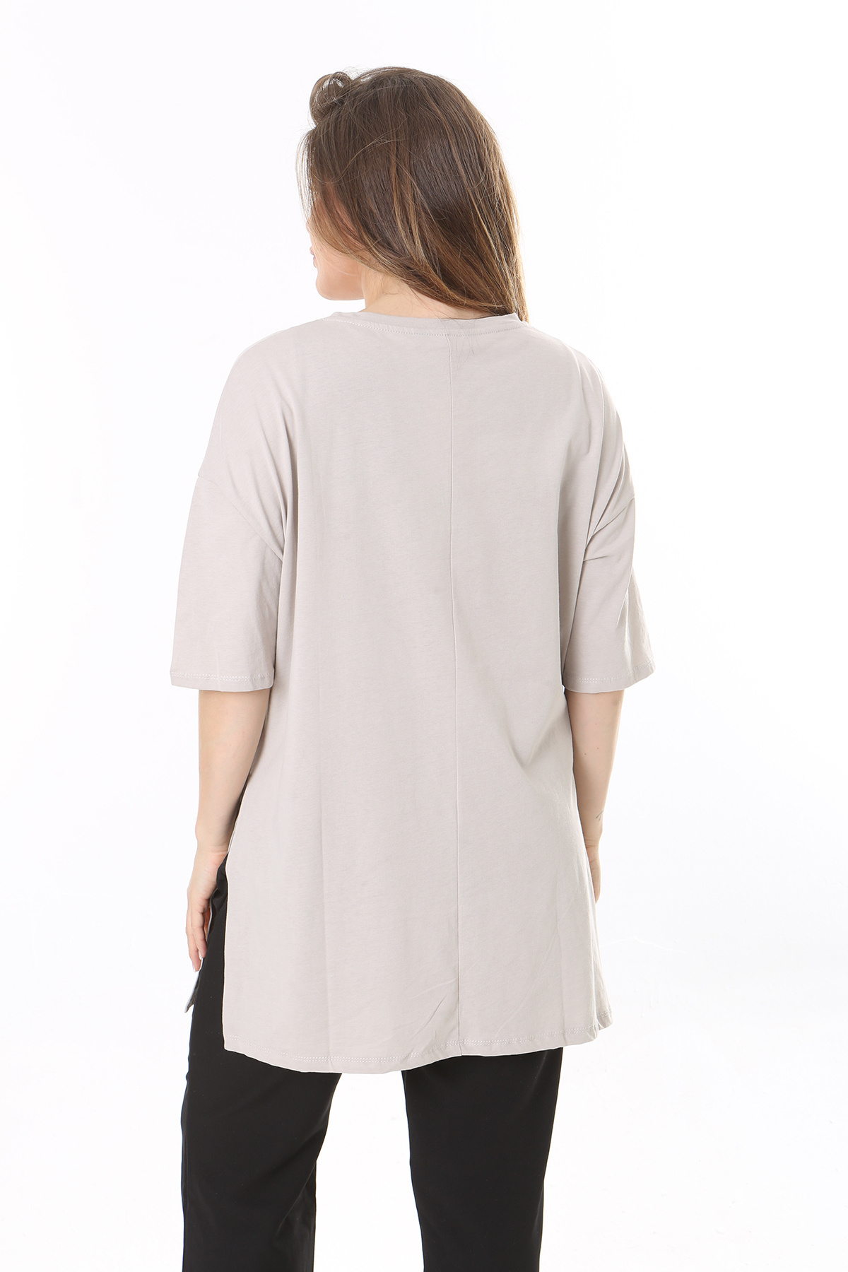 Şans-Women's Plus Size Mink Lacquer Printed Side Slit Blouse 65N37801 7