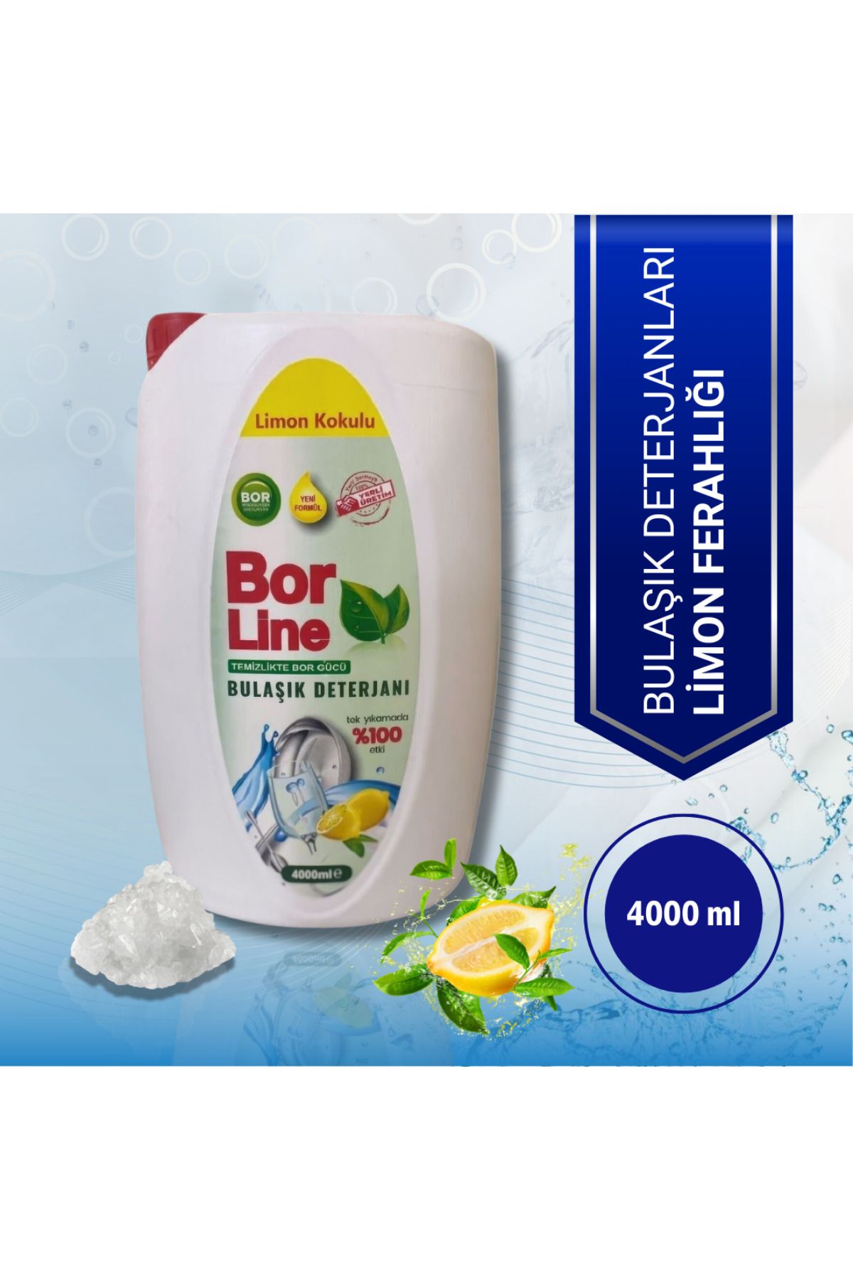 BORLINE Sıvı Bulaşık Deterjanı Limon Ferahlığı (4000 ml)