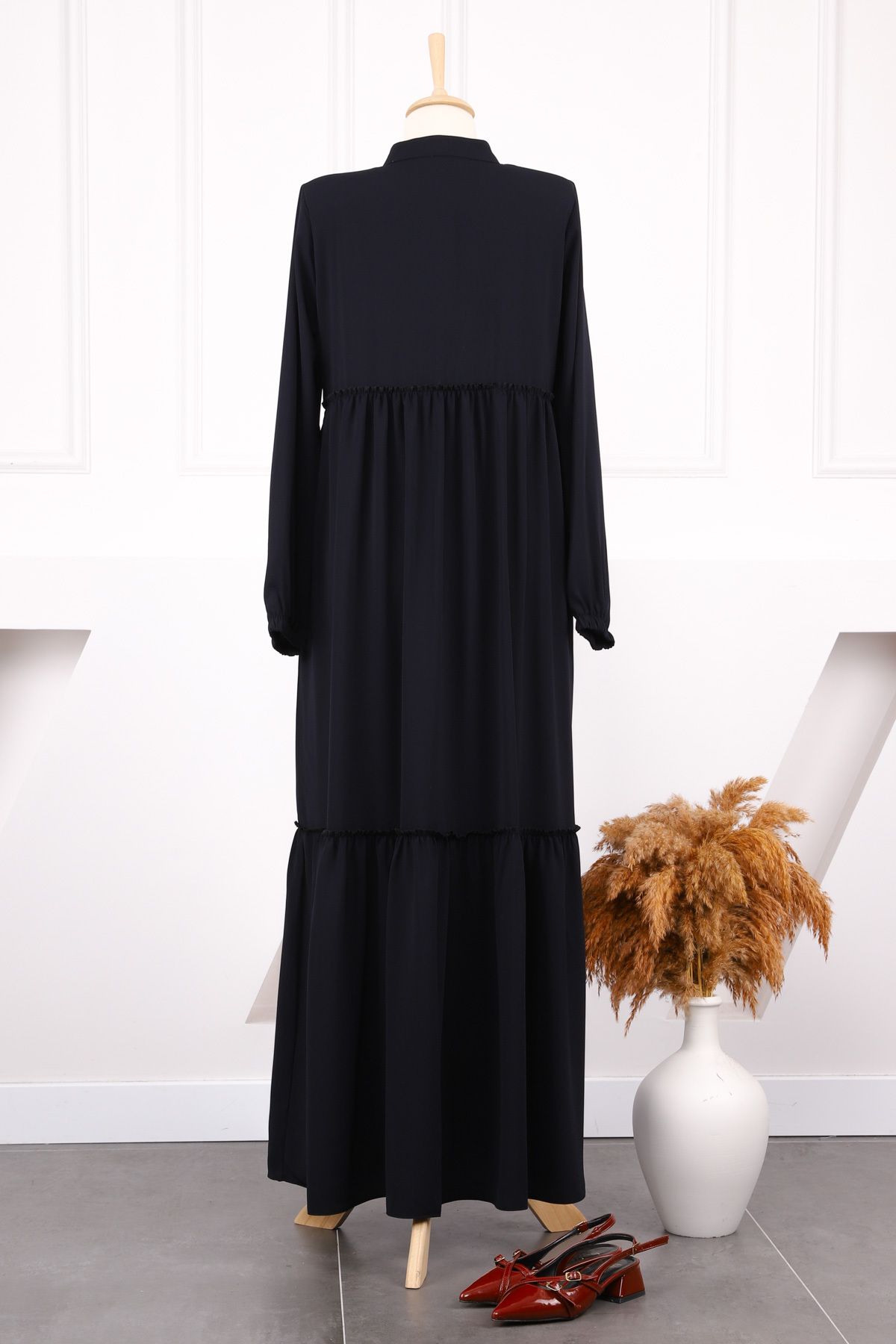 İmajButik-Ferace cu volane elastice cu maneci bleumarin 3