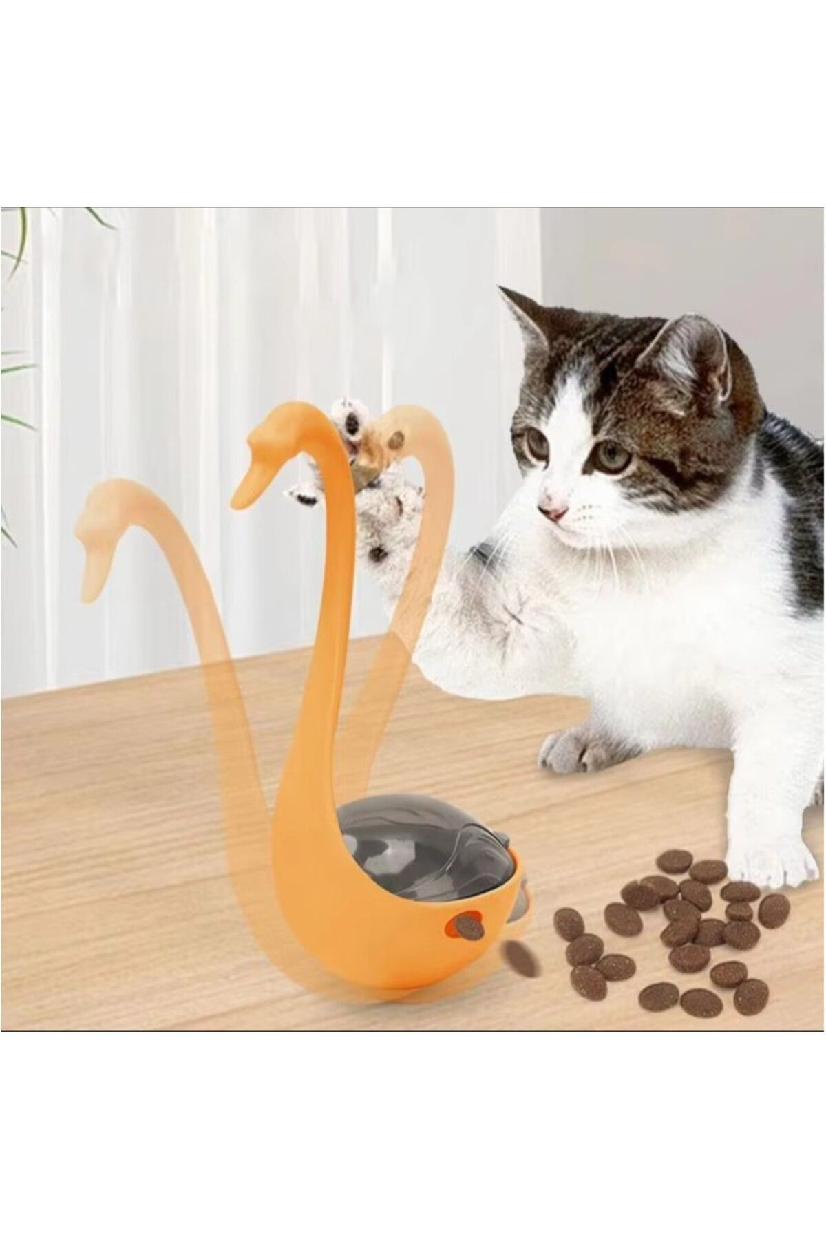 OKA-Swan Shaped Cat Toy with Laser and Feeder Anti-Tipping |   Fun, Motion and Reward Together 4