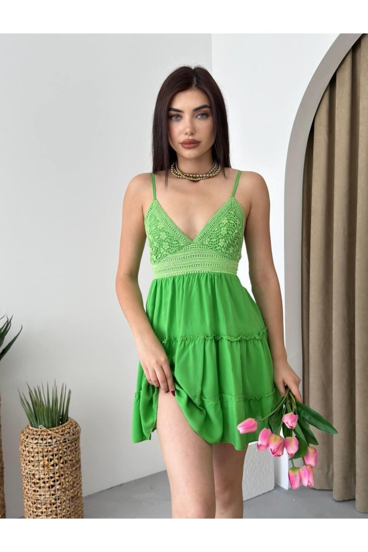 ETİKAFASHION Dekolteli plaj elbisesi