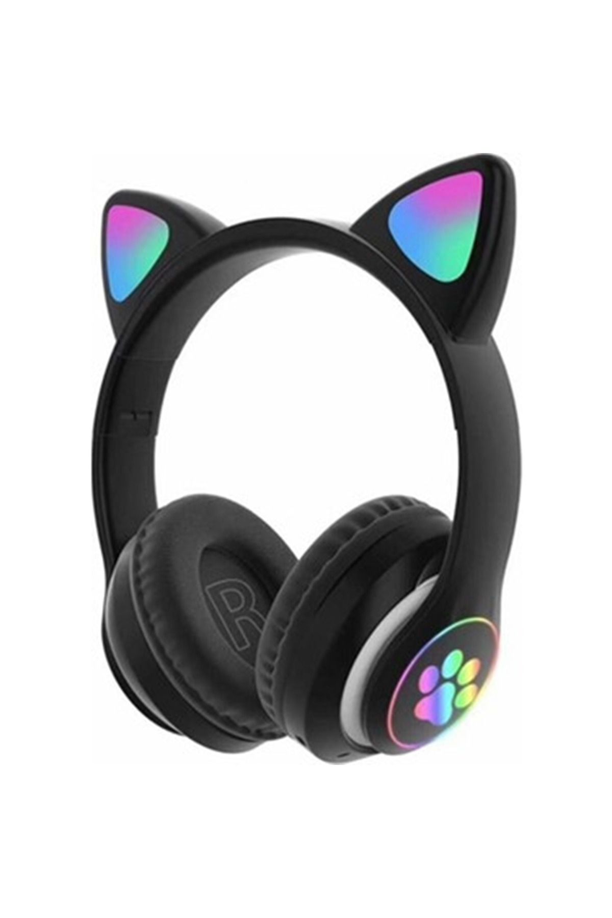 LEERFEI Stn-28 Bluetooth Mikrofonlu Led Işıklı Hafıza Kartı Girişli Kulak Üstü Kedi Kulaklık