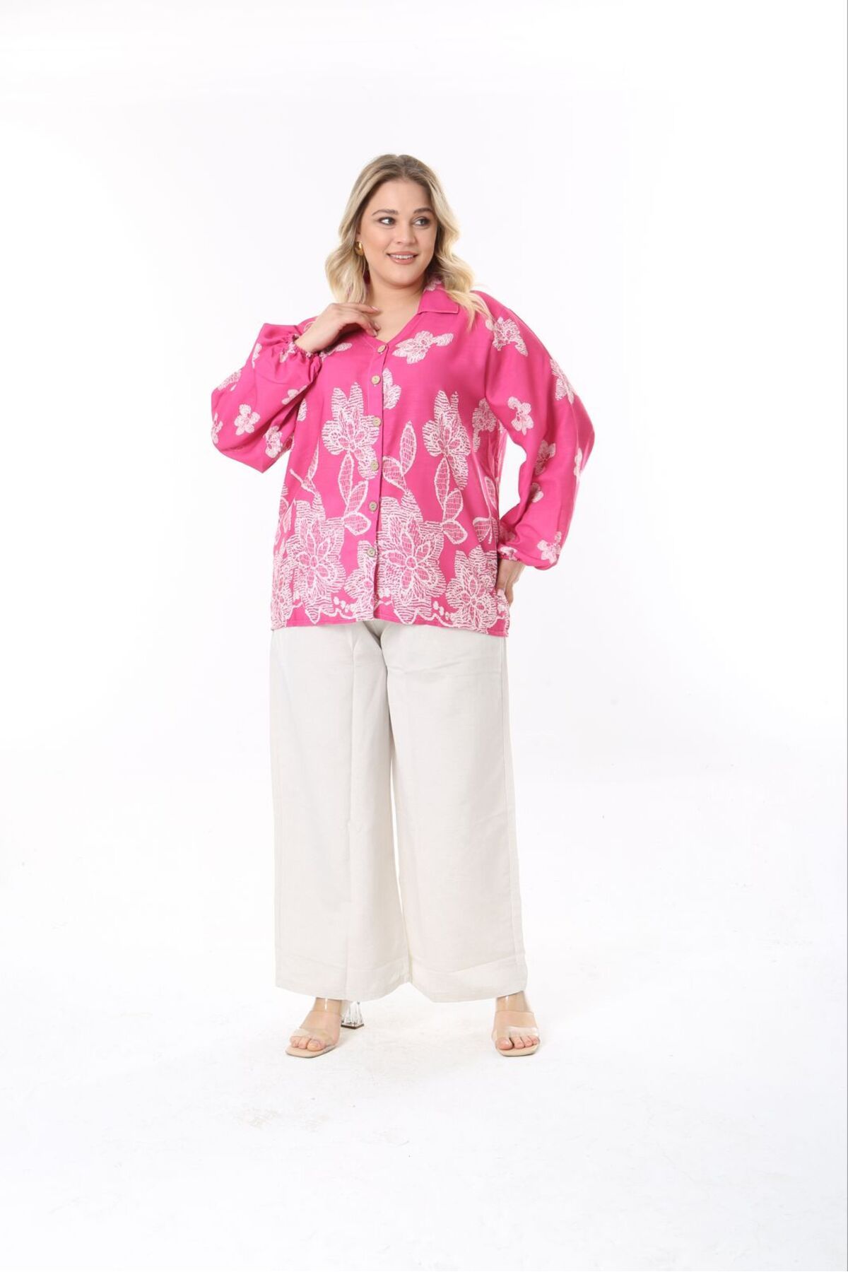 Butik Nilyam-Set de lenjerie pentru femei, cu mâneci cu balon, pantaloni de cămașă, mărime mare, 24748 6