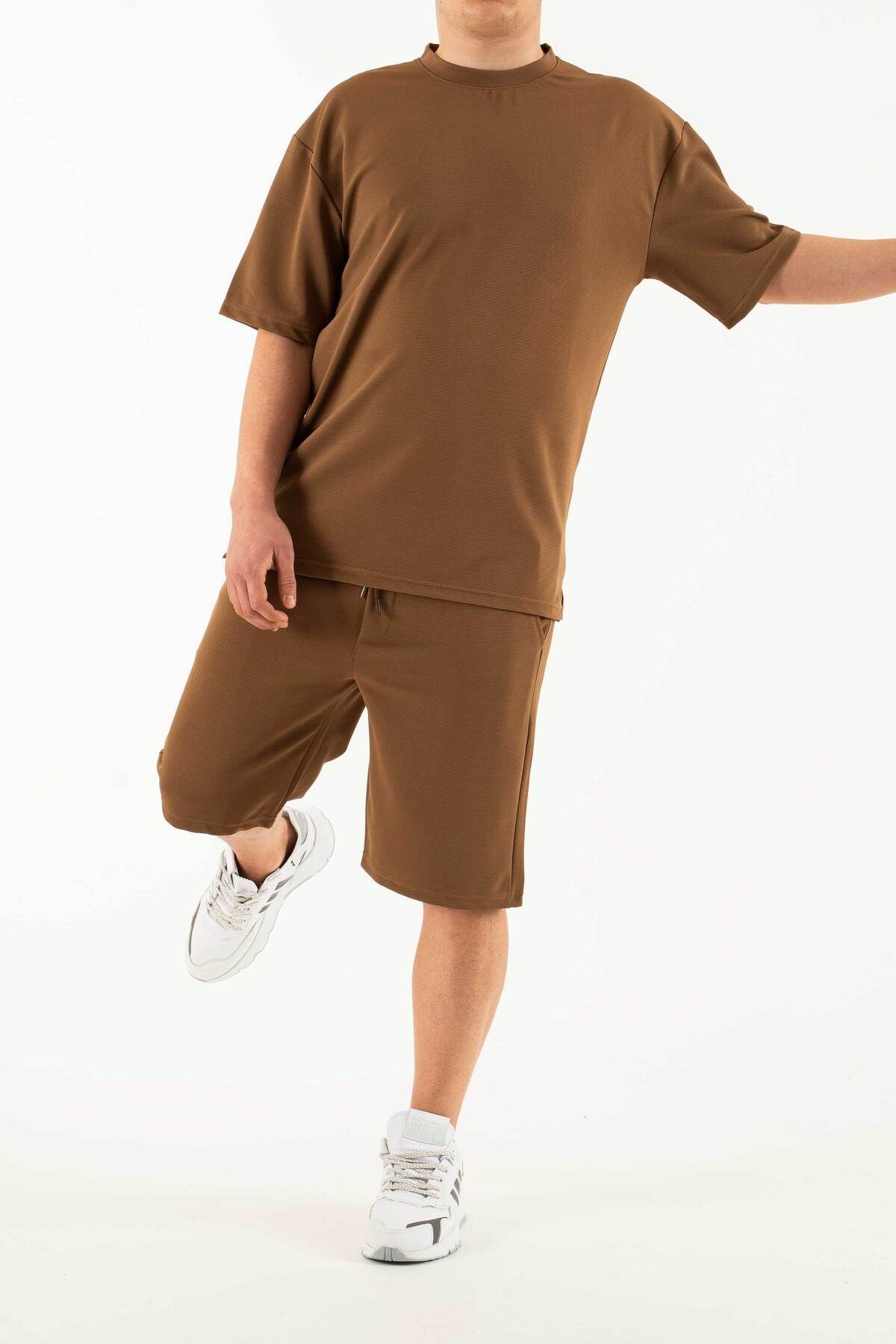 bombe Erkek 2 li Set Cep Baskılı Oversize Comfort Rahat Kesim T-shirt Şort Takım