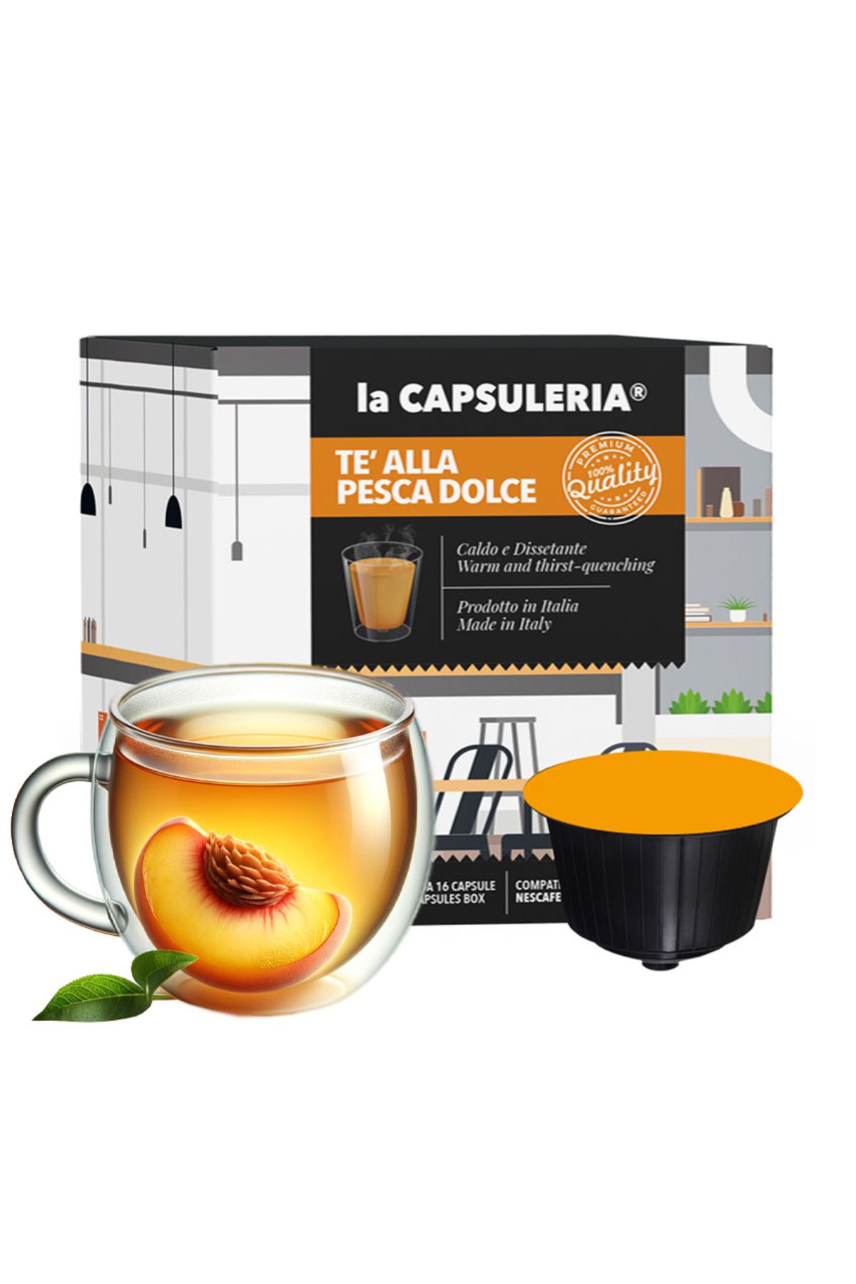 La Capsuleria Ceai De Piersici, 16 Capsule Compatibile Dolce Gusto, - One Size