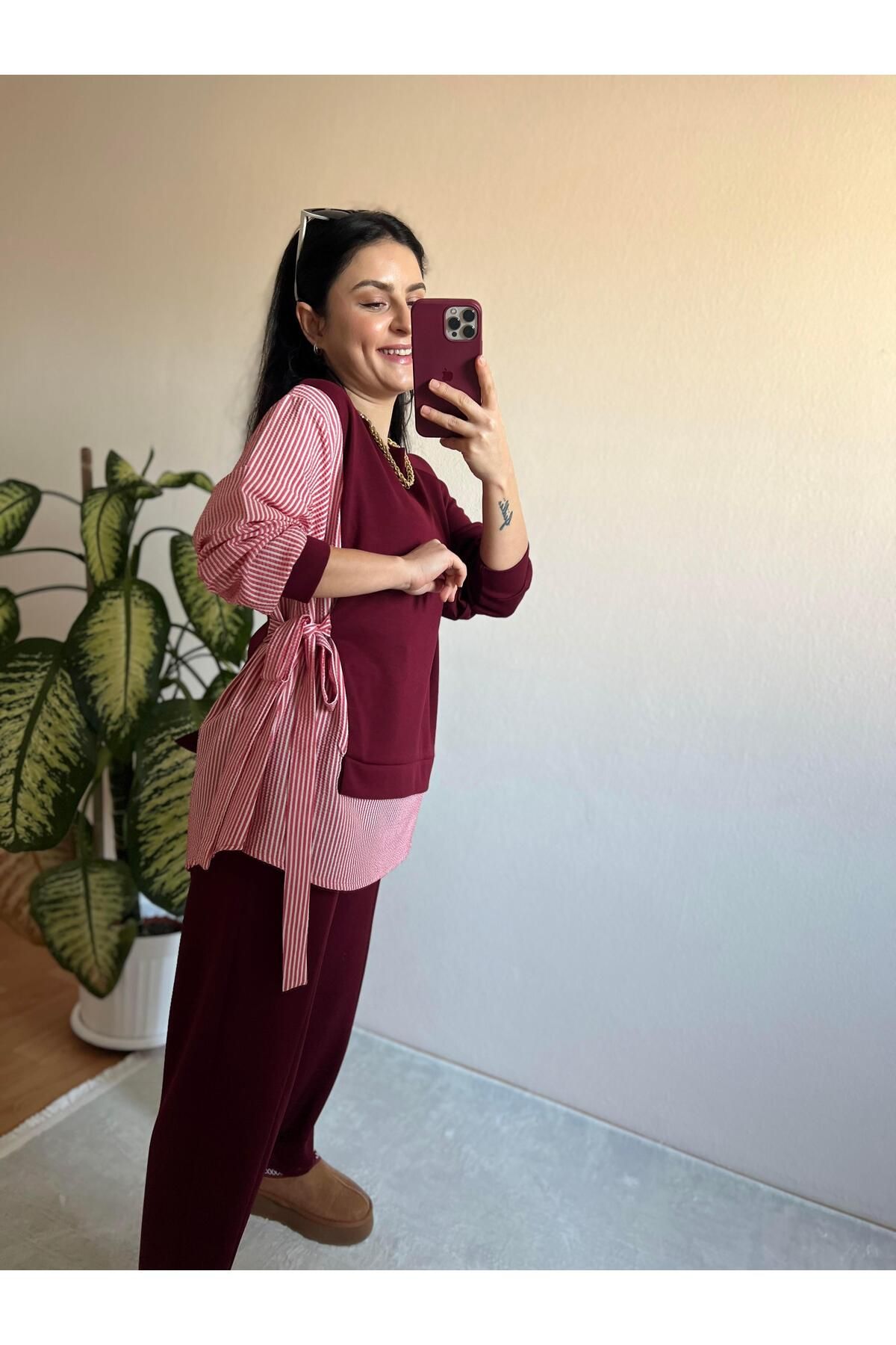 STEALLE MODA GİYİM ORJ GÖMLEK VE FİYONK DETAYLI TAKIM-1040