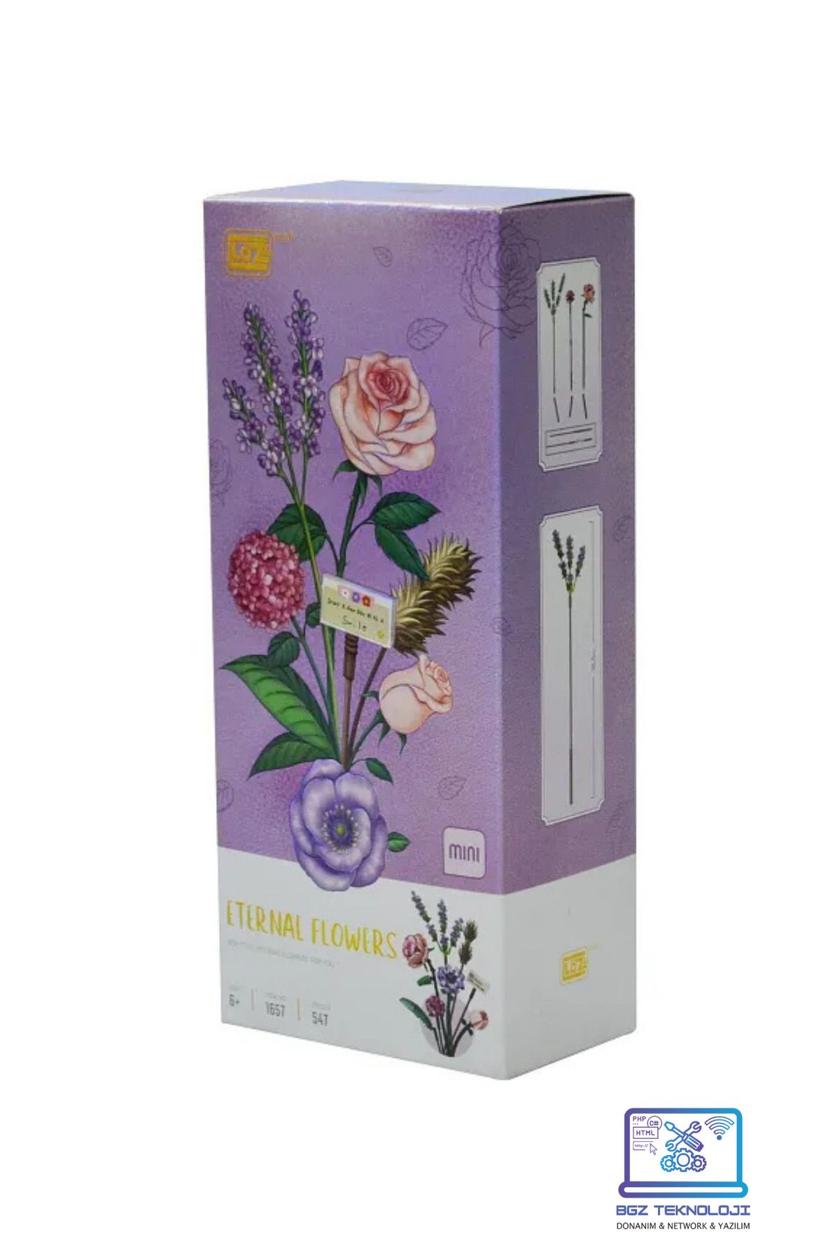 Loz 🌼 Loz Eternal Flowers Yapı Seti – Ayçiçeği, Ortanca, Zambak ve Şakayık ile Özel Çiçek Aranjmanı