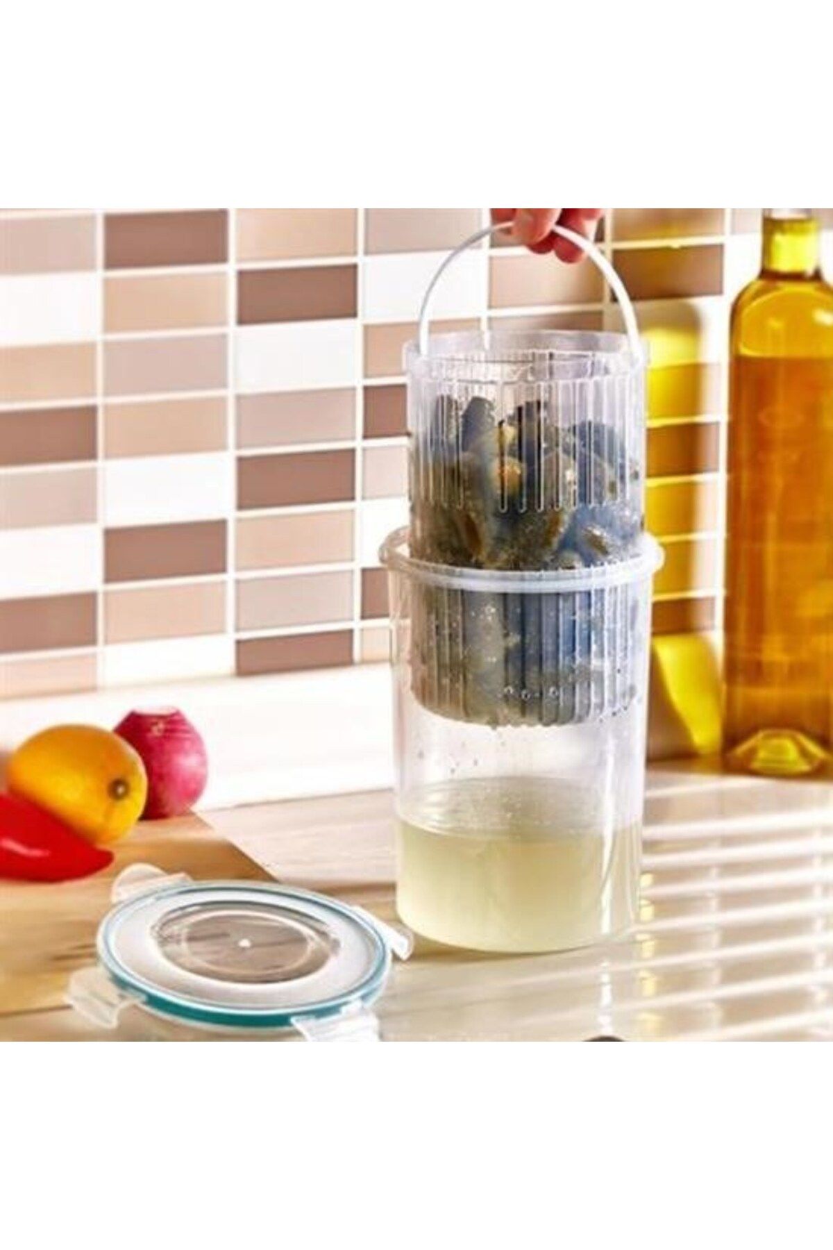 blueb ® Zeytin Turşu Sebze Yıkama Kutusu Klipsli Kapaklı Saklama Kabı