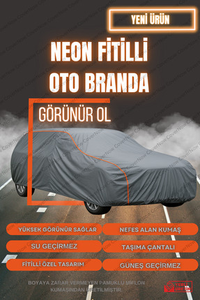 AutoEN FİTİLLİ (TURUNCU) Volkswagen T Roc Branda Araç Brandası Su Geçirmez (GRİ)